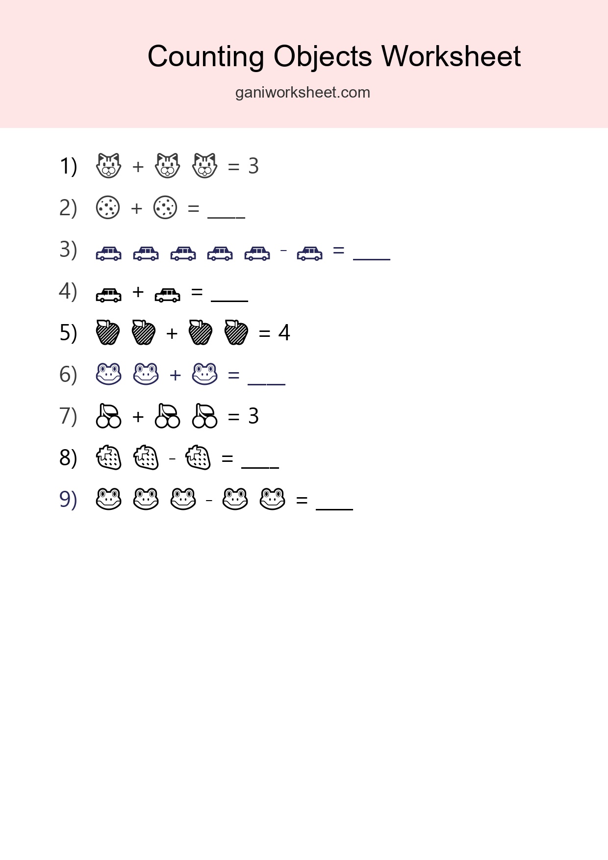 Free Counting Objects Worksheet For Pre-K Printable - Part 1383