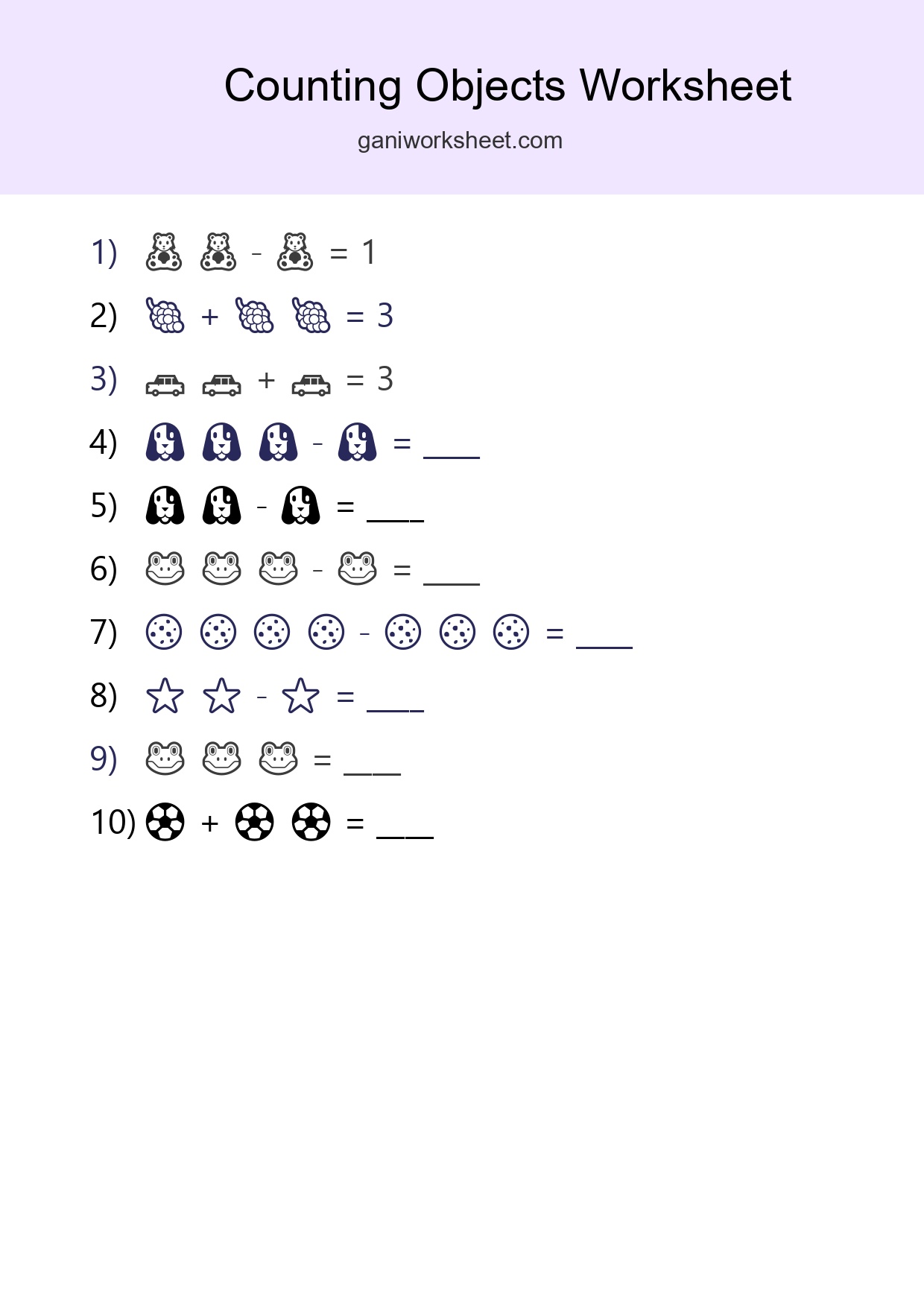 Free Counting Objects Worksheet For Pre-K Printable - Part 1603