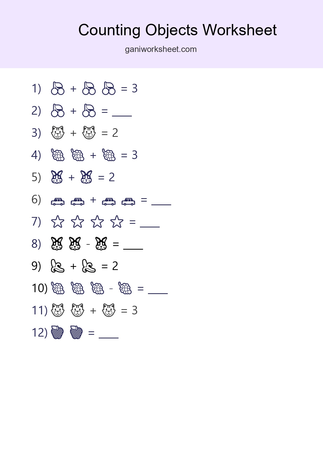 Free Counting Objects Worksheet For Pre-K Printable - Part 1923