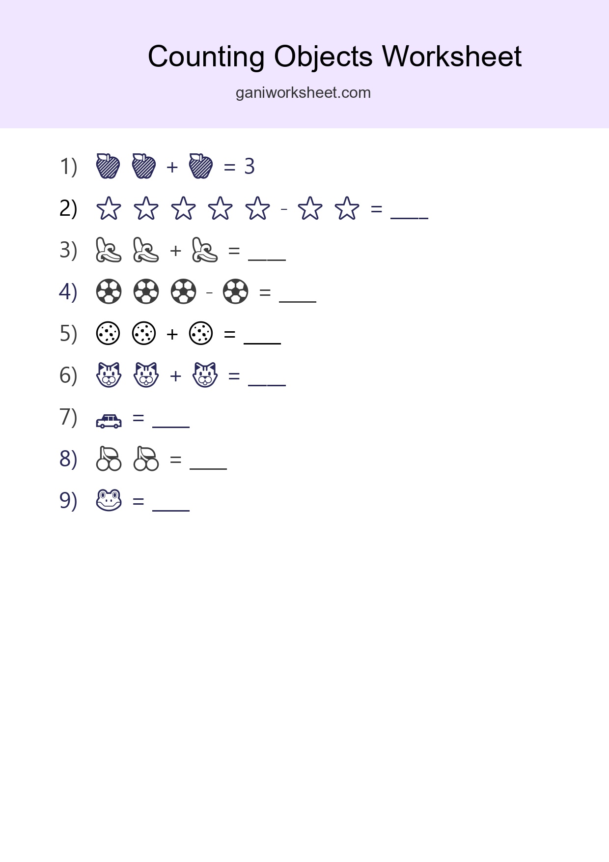 Free Counting Objects Worksheet For Pre-K Printable - Part 3