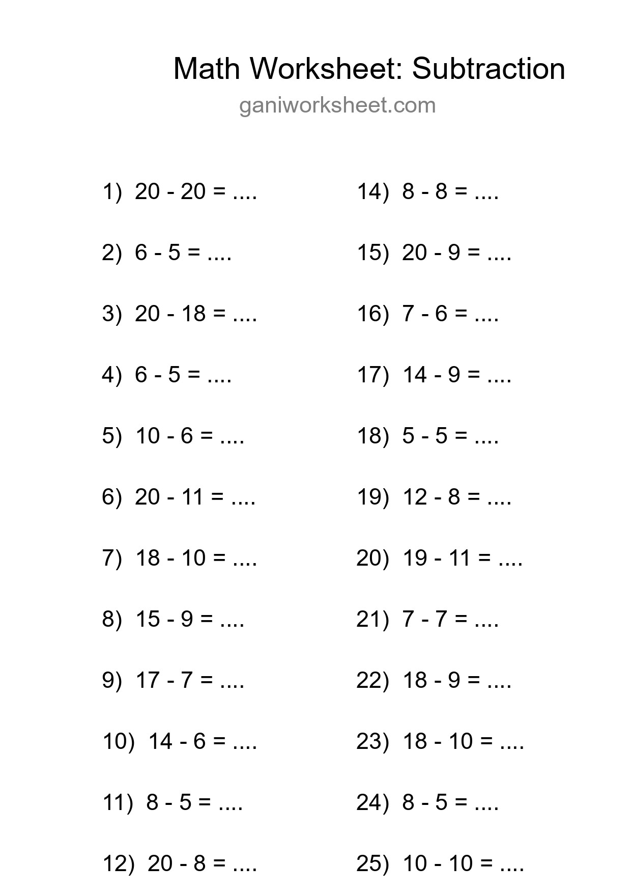 Grade 2 Subtraction Practice Worksheet (26 Problems) - Part 1118