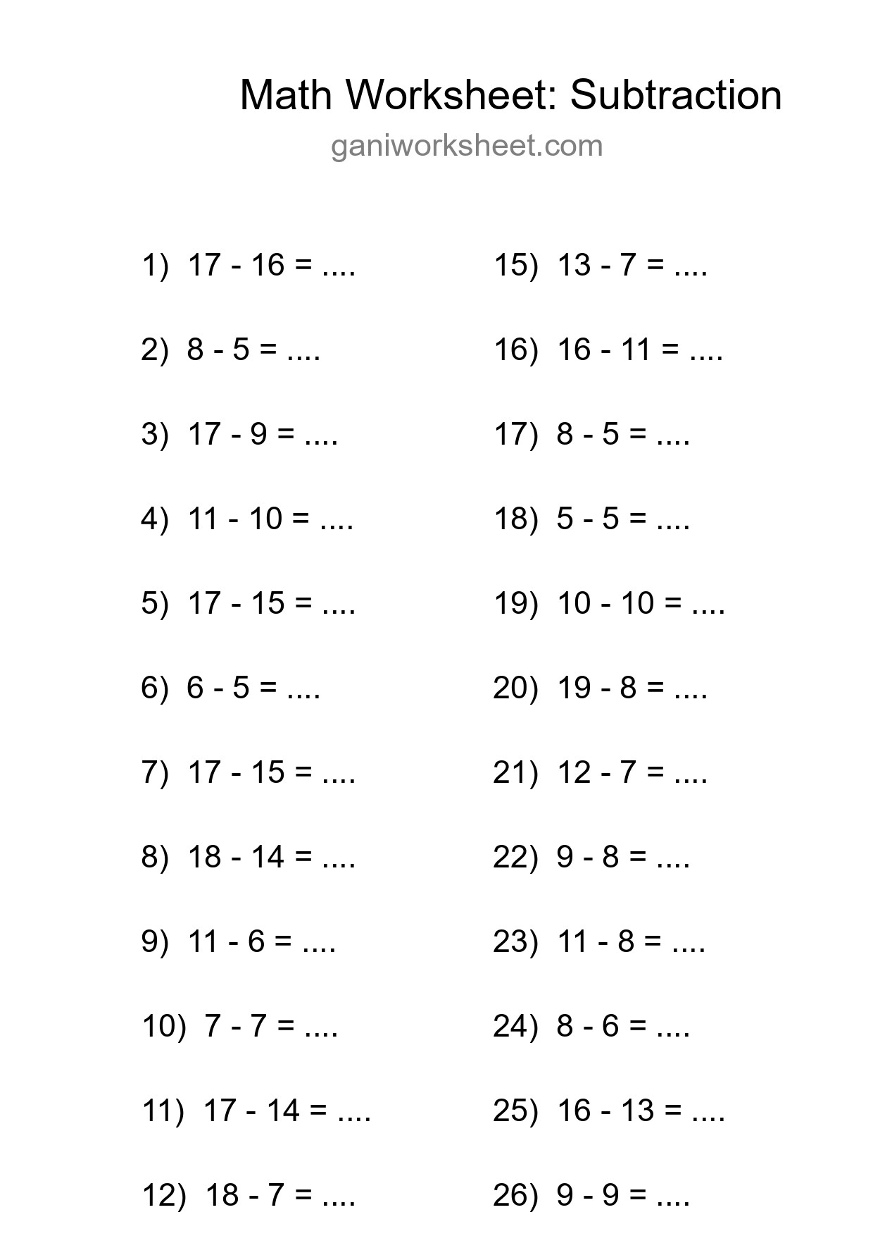 Grade 2 Subtraction Practice Worksheet (27 Problems) - Part 58