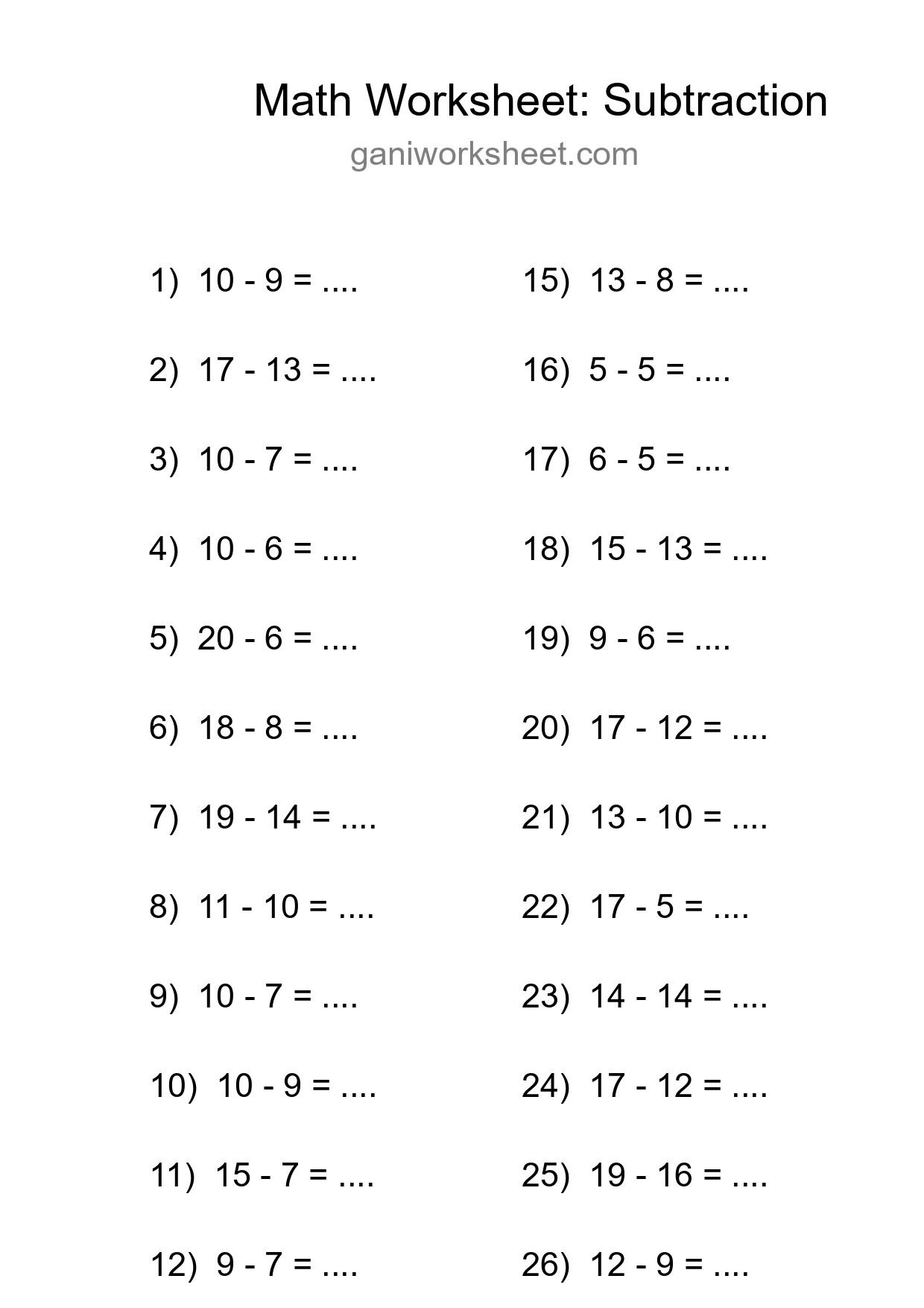 Grade 2 Subtraction Practice Worksheet (28 Problems) - Part 1058