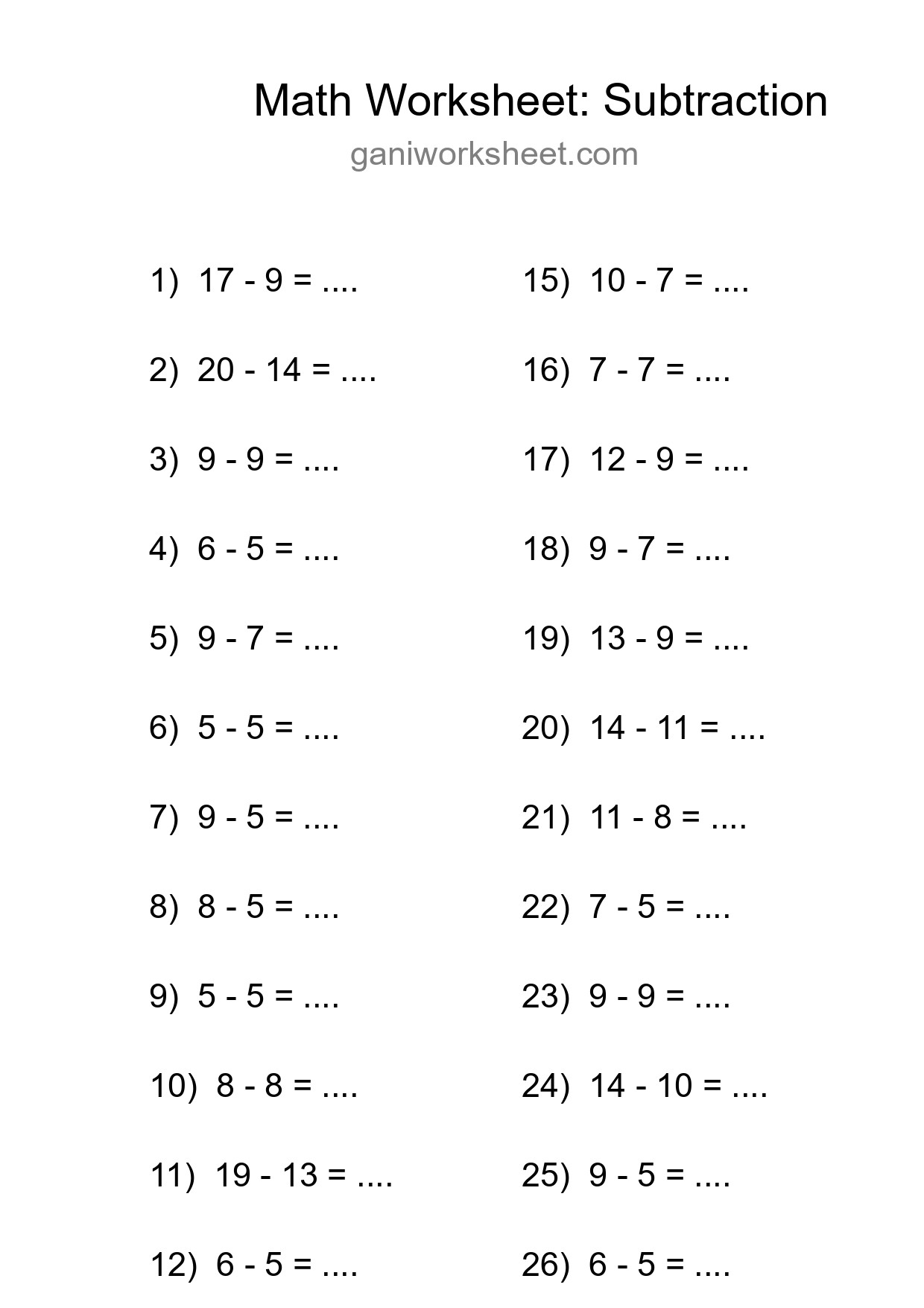 Grade 2 Subtraction Practice Worksheet (28 Problems) - Part 1418