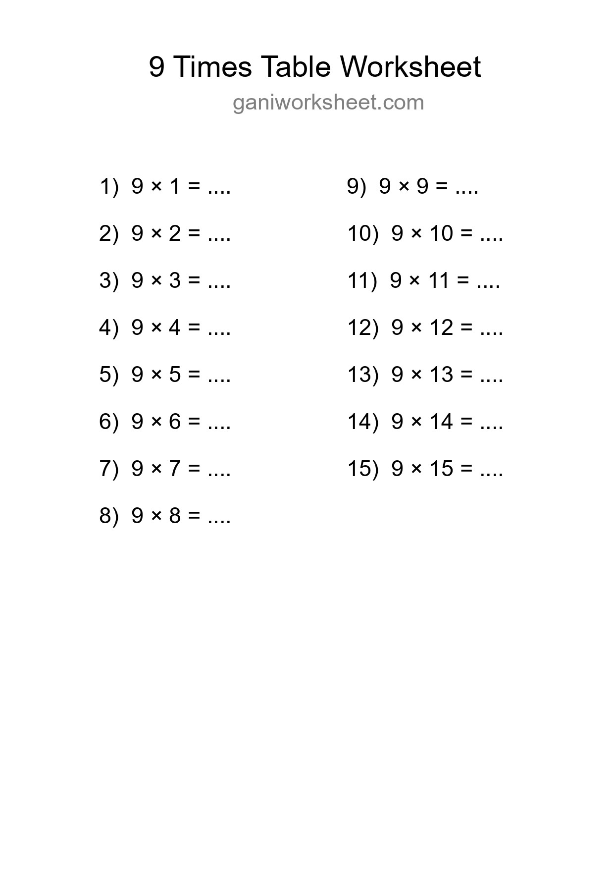 Grade 3 Multiplication Table 9 Practice - Part 579