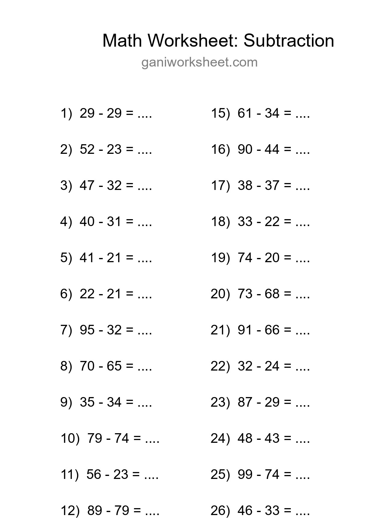 Grade 3 Subtraction Practice Worksheet (28 Problems) - Part 1568