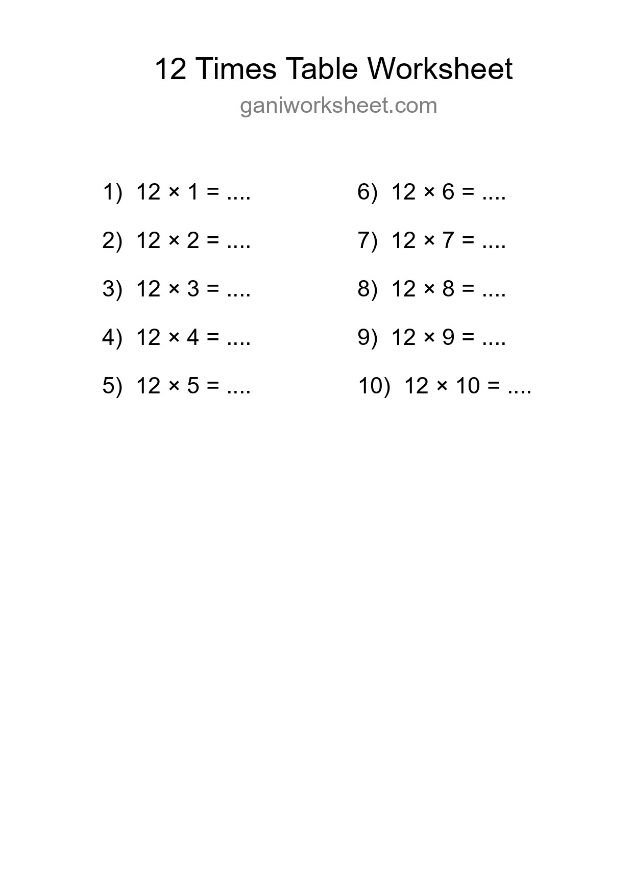 Grade 4 Multiplication Table 12 Practice - Part 1729