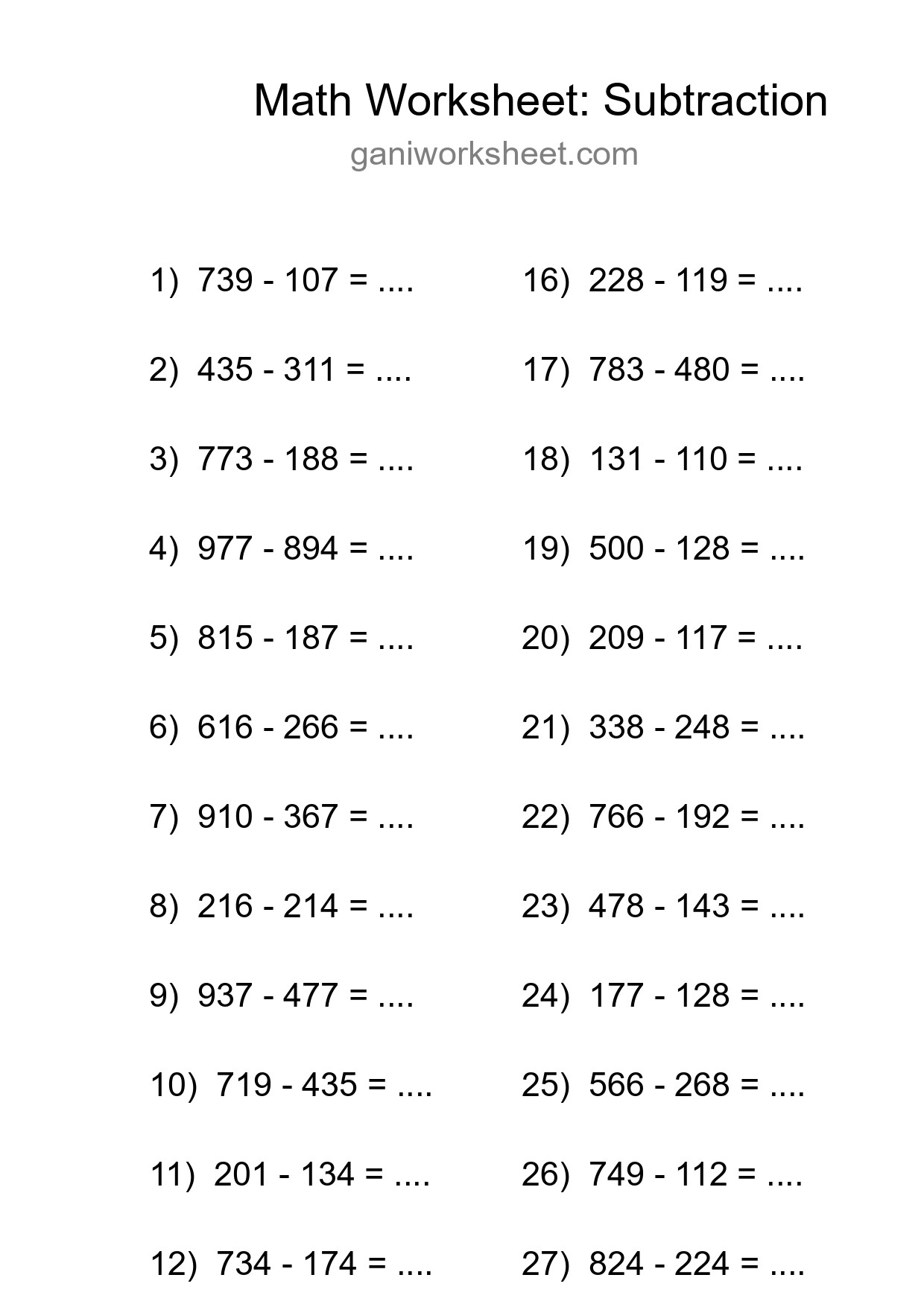 Grade 5 Subtraction Practice Worksheet (30 Problems) - Part 1898