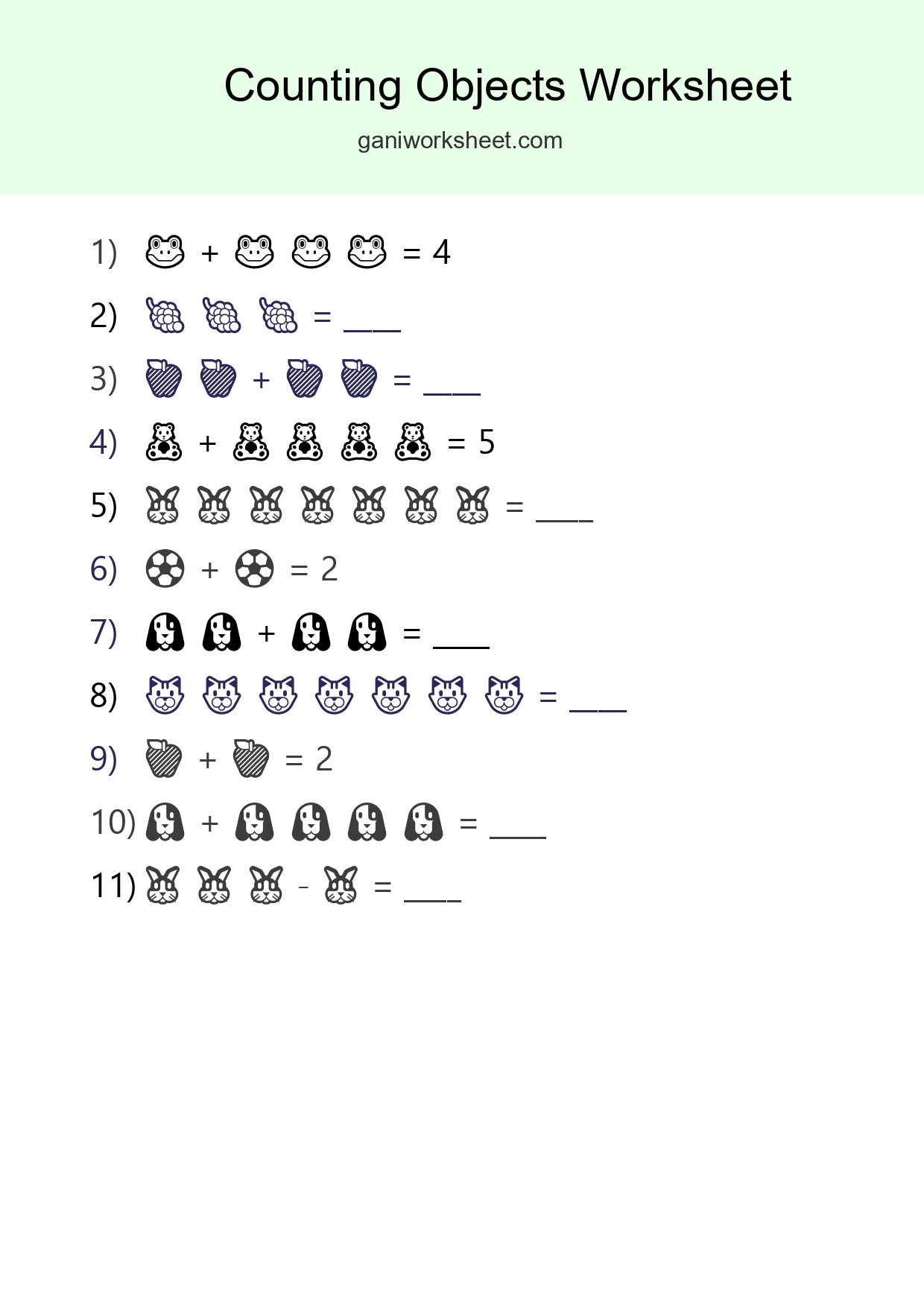 Kindergarten Count The Objects Worksheet - Part 103