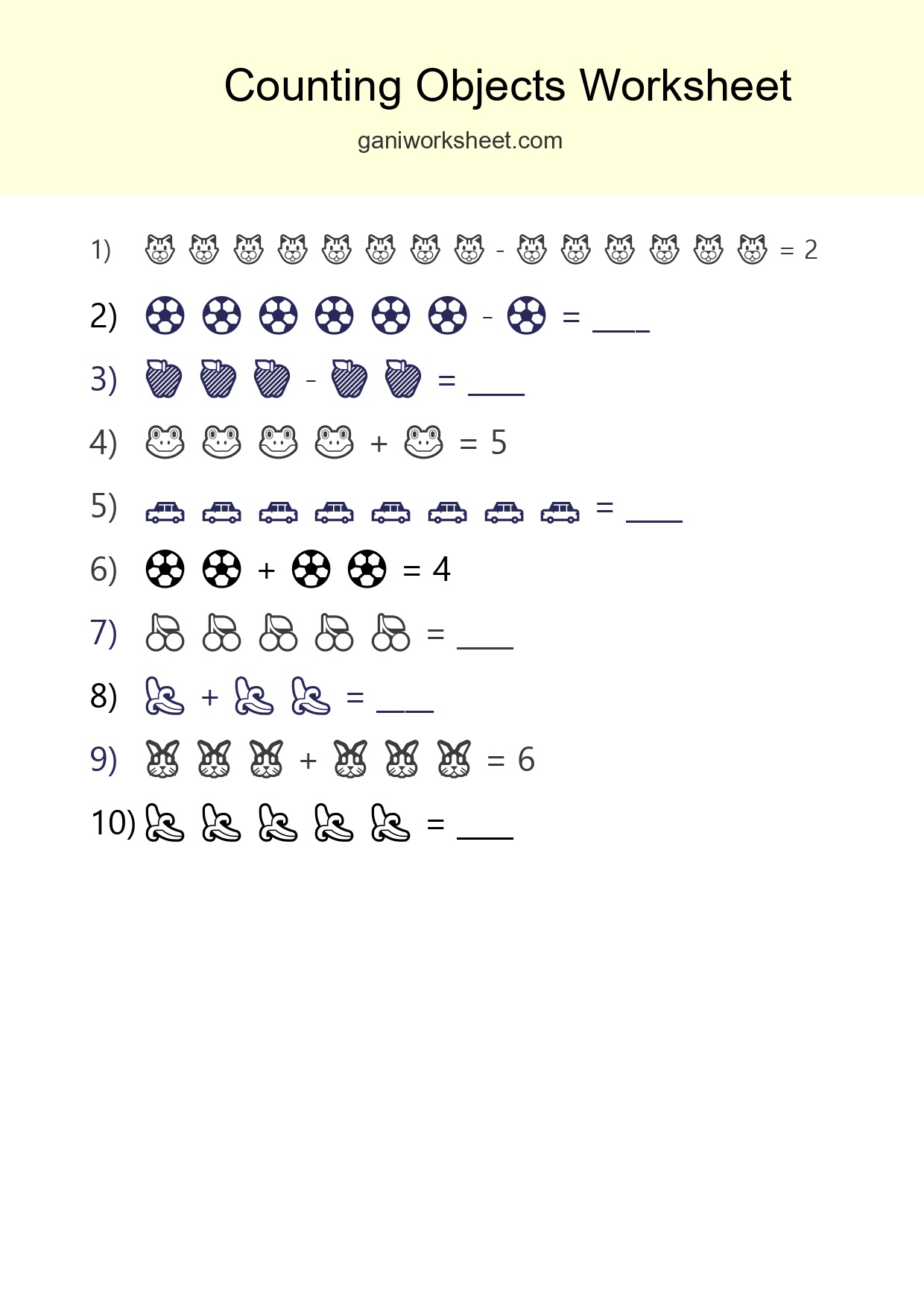 Kindergarten Count The Objects Worksheet - Part 1043