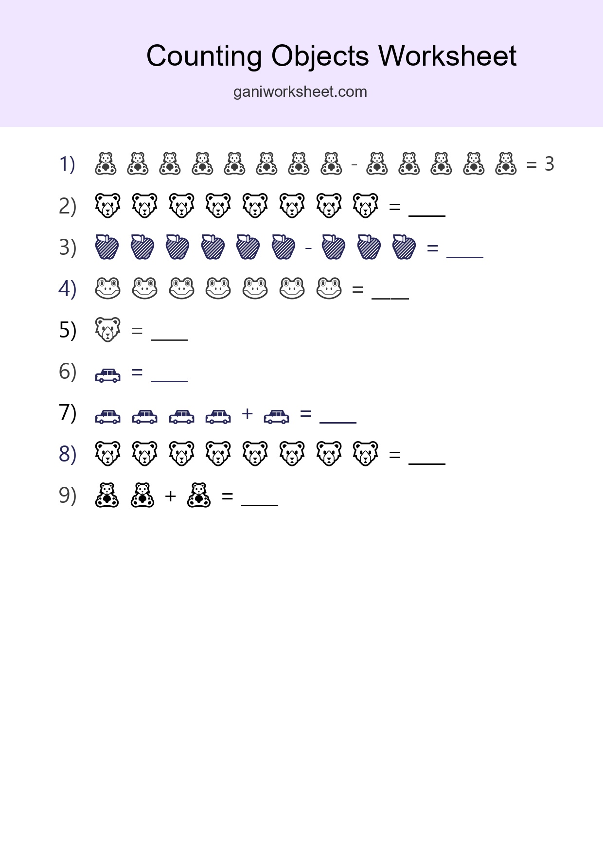 Kindergarten Count The Objects Worksheet - Part 1083