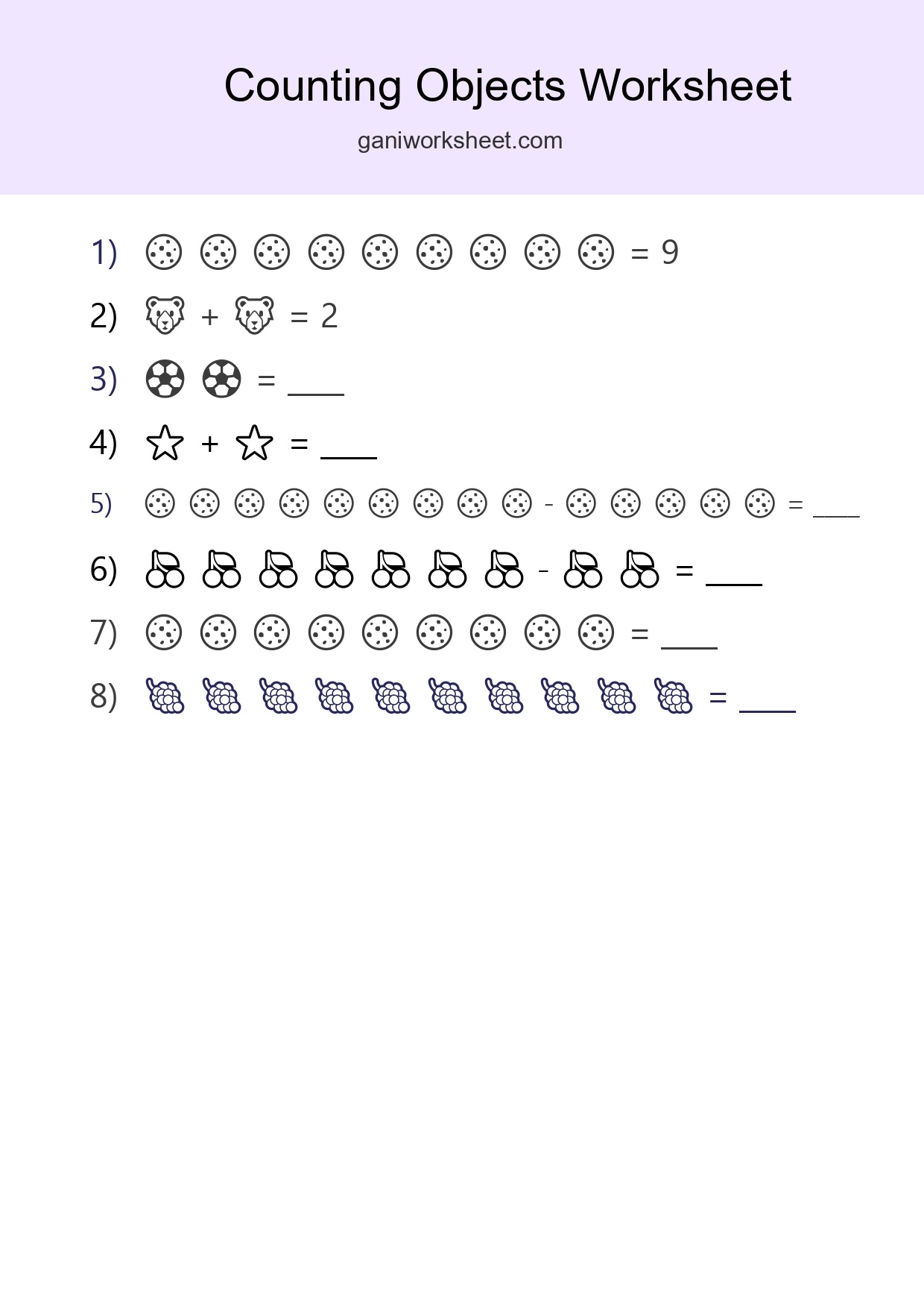 Kindergarten Count The Objects Worksheet - Part 1133