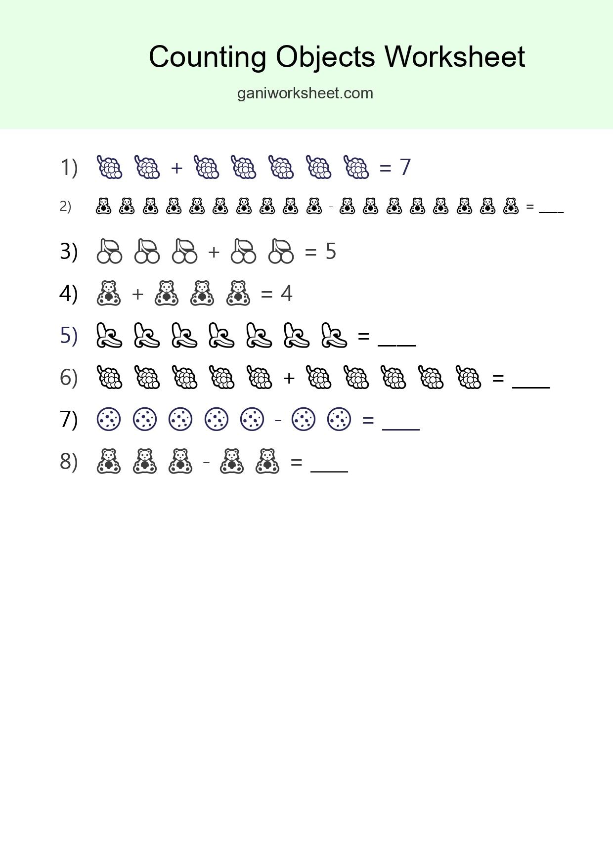 Kindergarten Count The Objects Worksheet - Part 1293