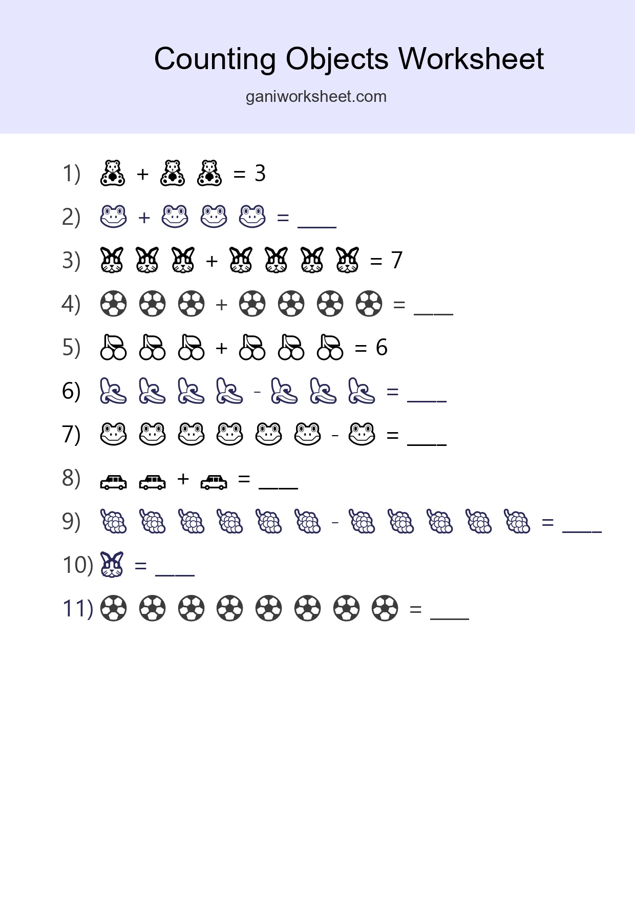 Kindergarten Count The Objects Worksheet - Part 1363
