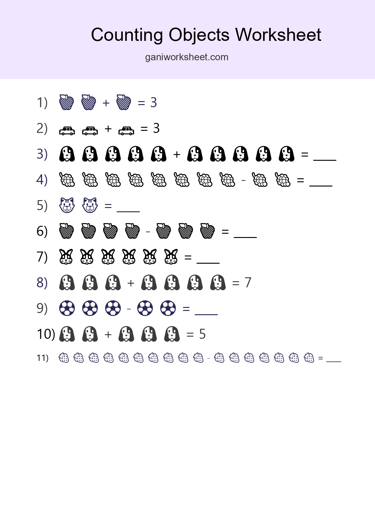 Kindergarten Count The Objects Worksheet - Part 1473