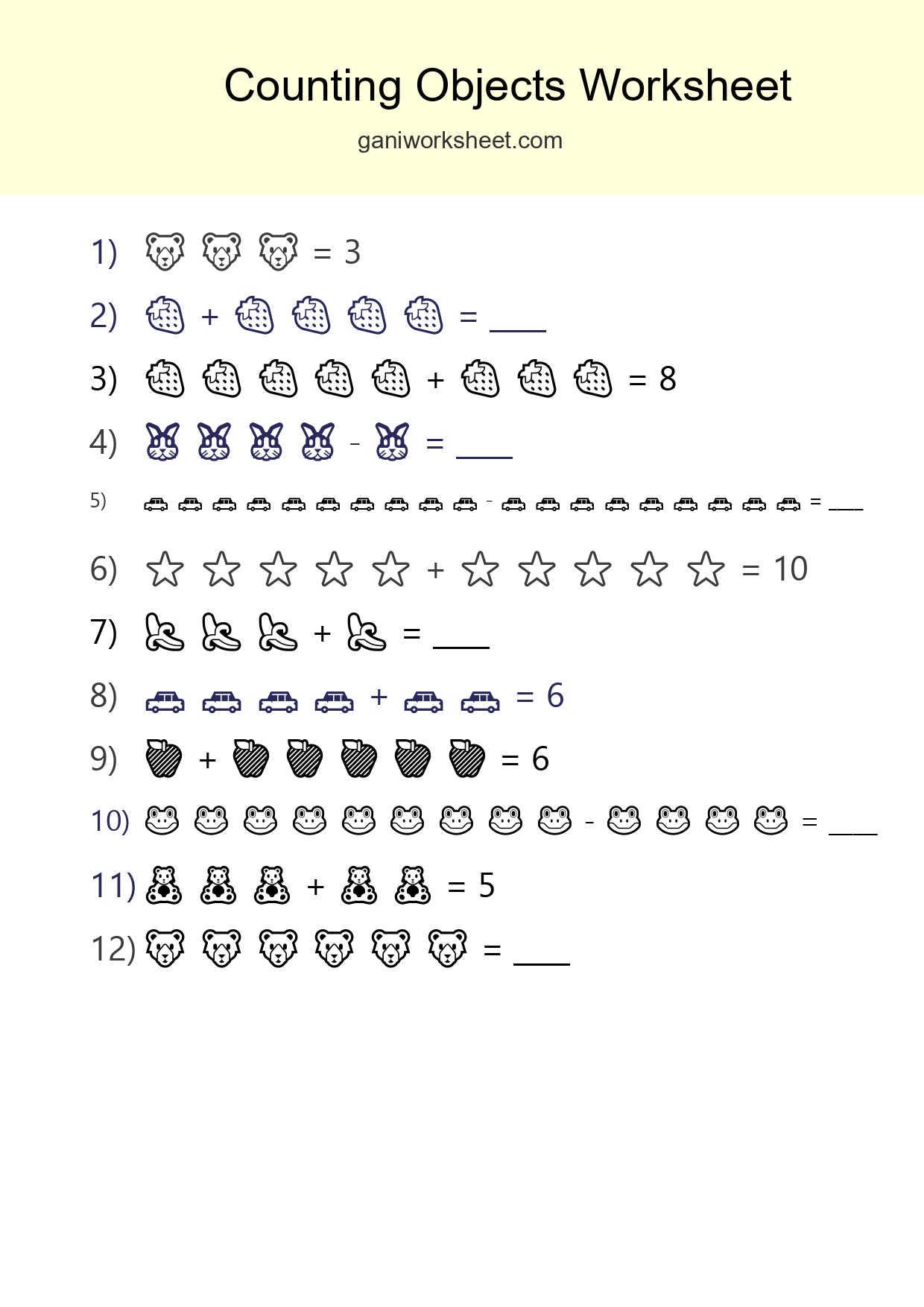 Kindergarten Count The Objects Worksheet - Part 1483