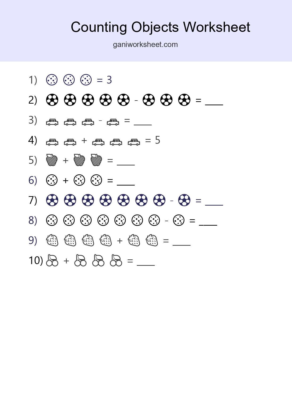 Kindergarten Count The Objects Worksheet - Part 1643