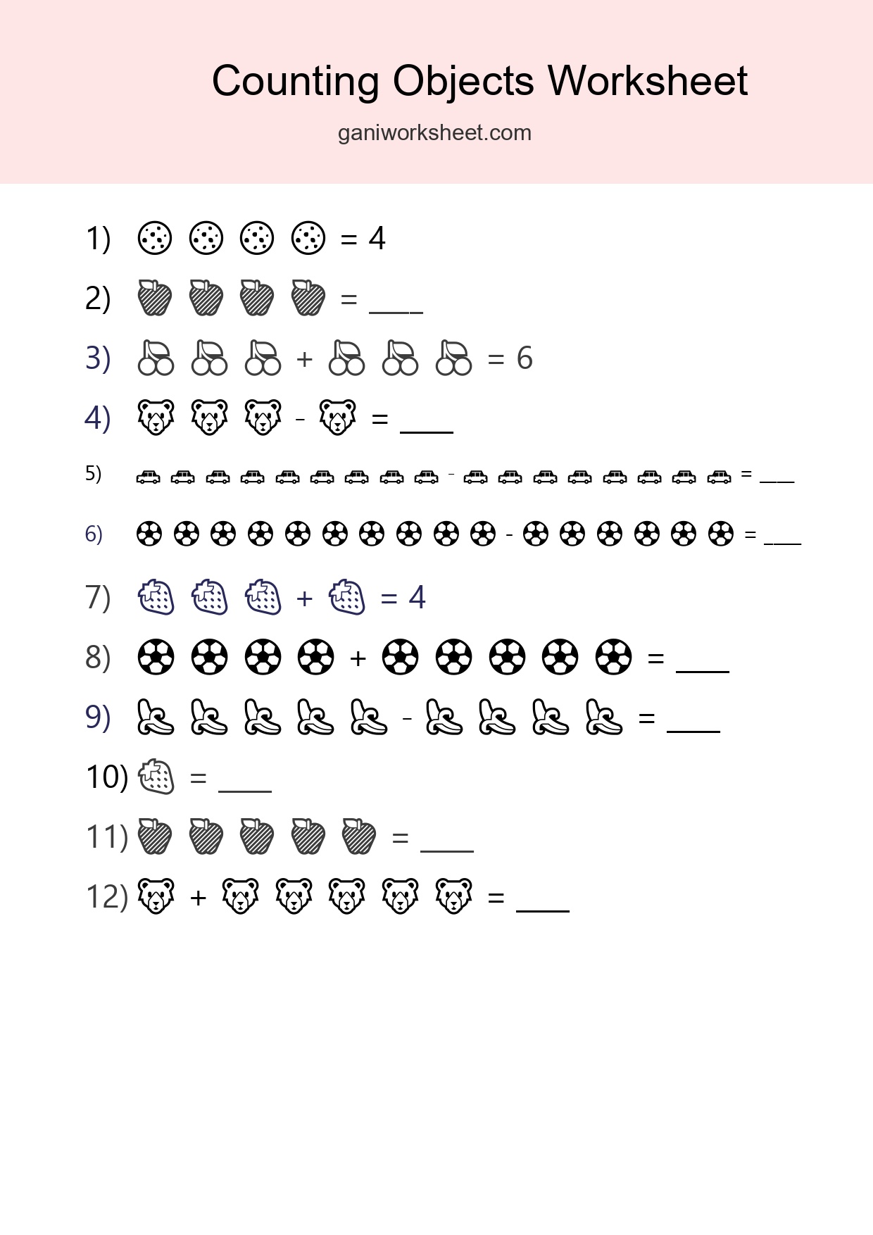Kindergarten Count The Objects Worksheet - Part 1653