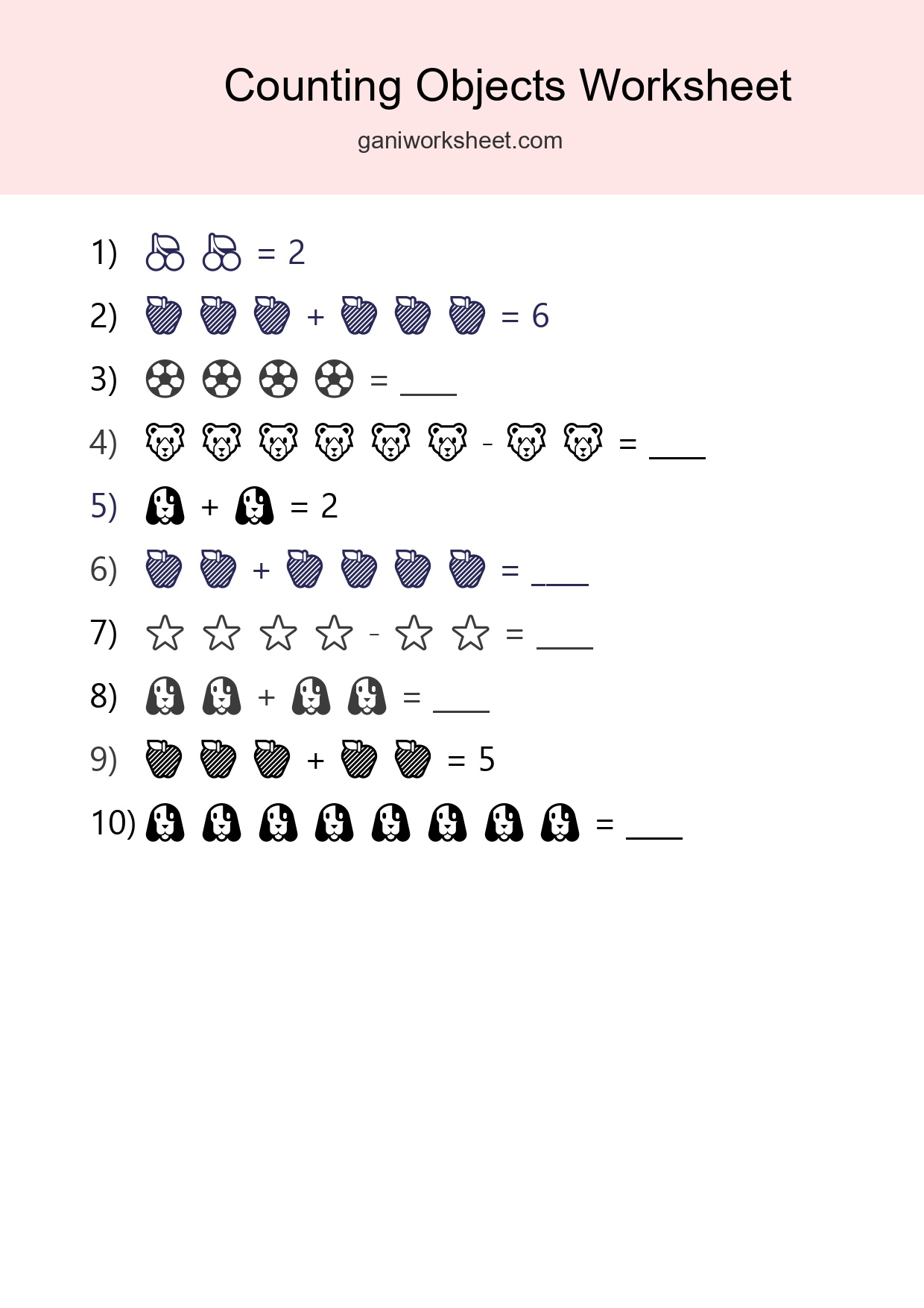 Kindergarten Count The Objects Worksheet - Part 1673