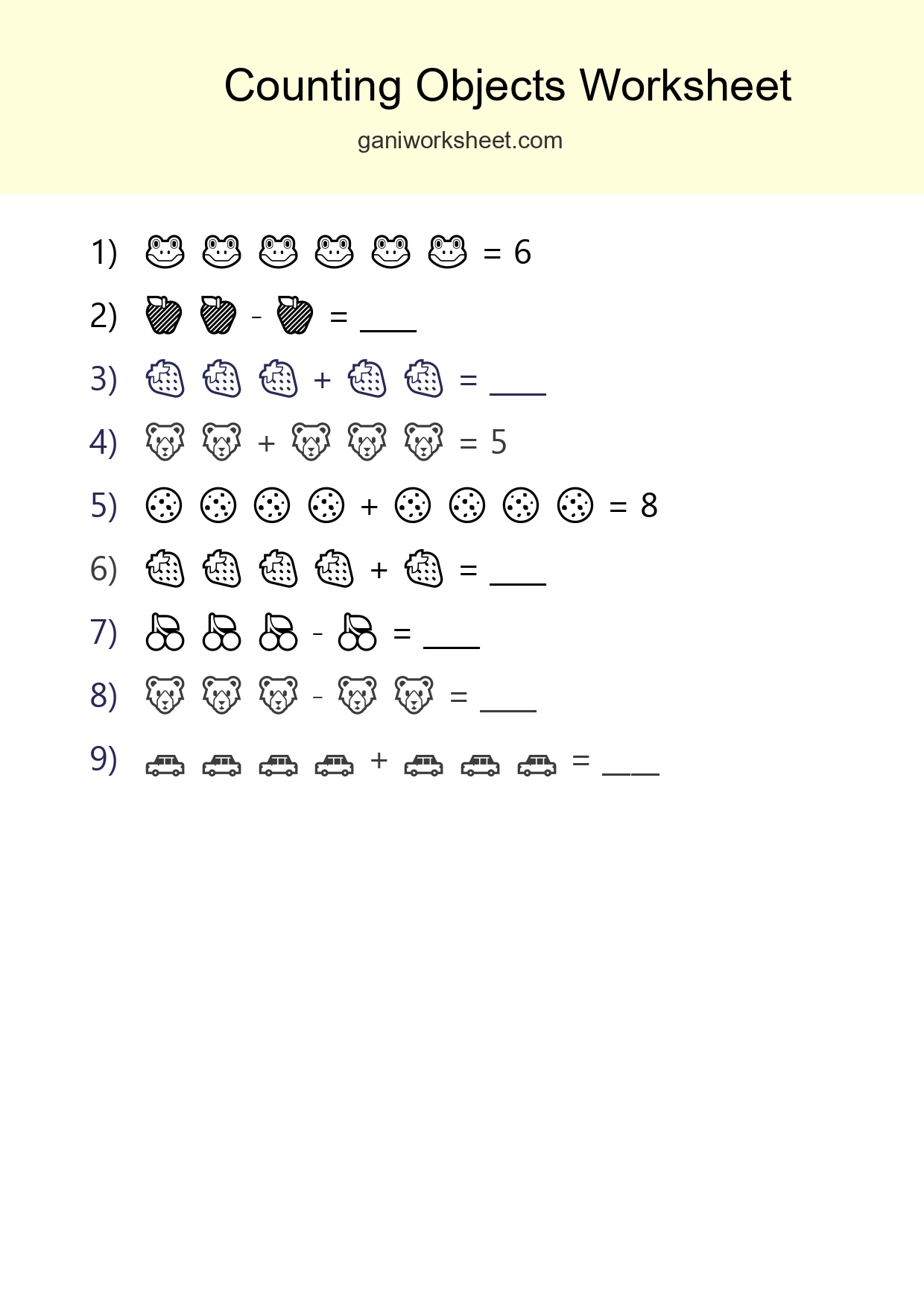 Kindergarten Count The Objects Worksheet - Part 1683
