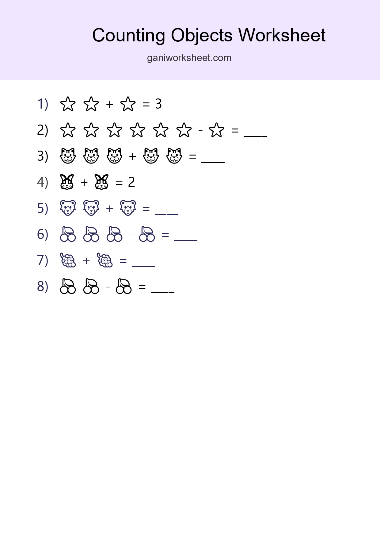 Kindergarten Count The Objects Worksheet - Part 1733