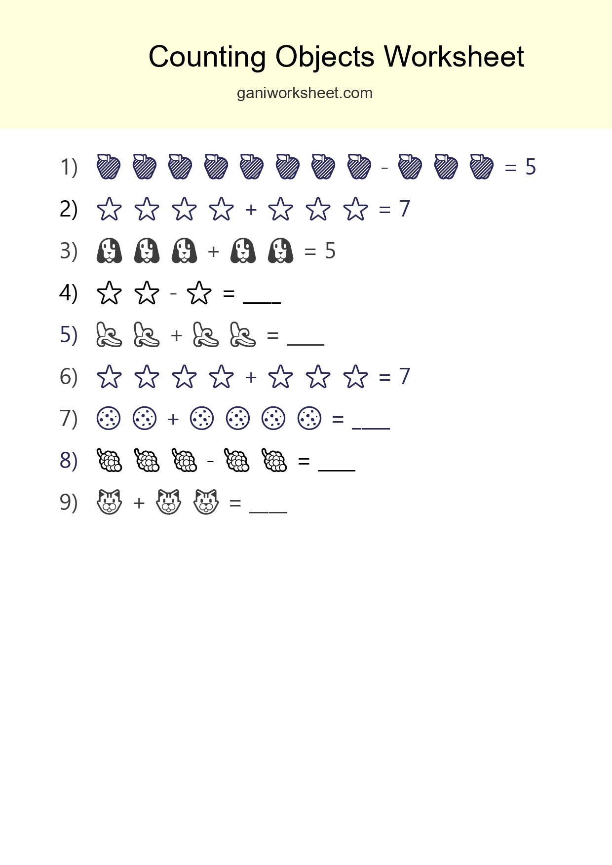 Kindergarten Count The Objects Worksheet - Part 1803