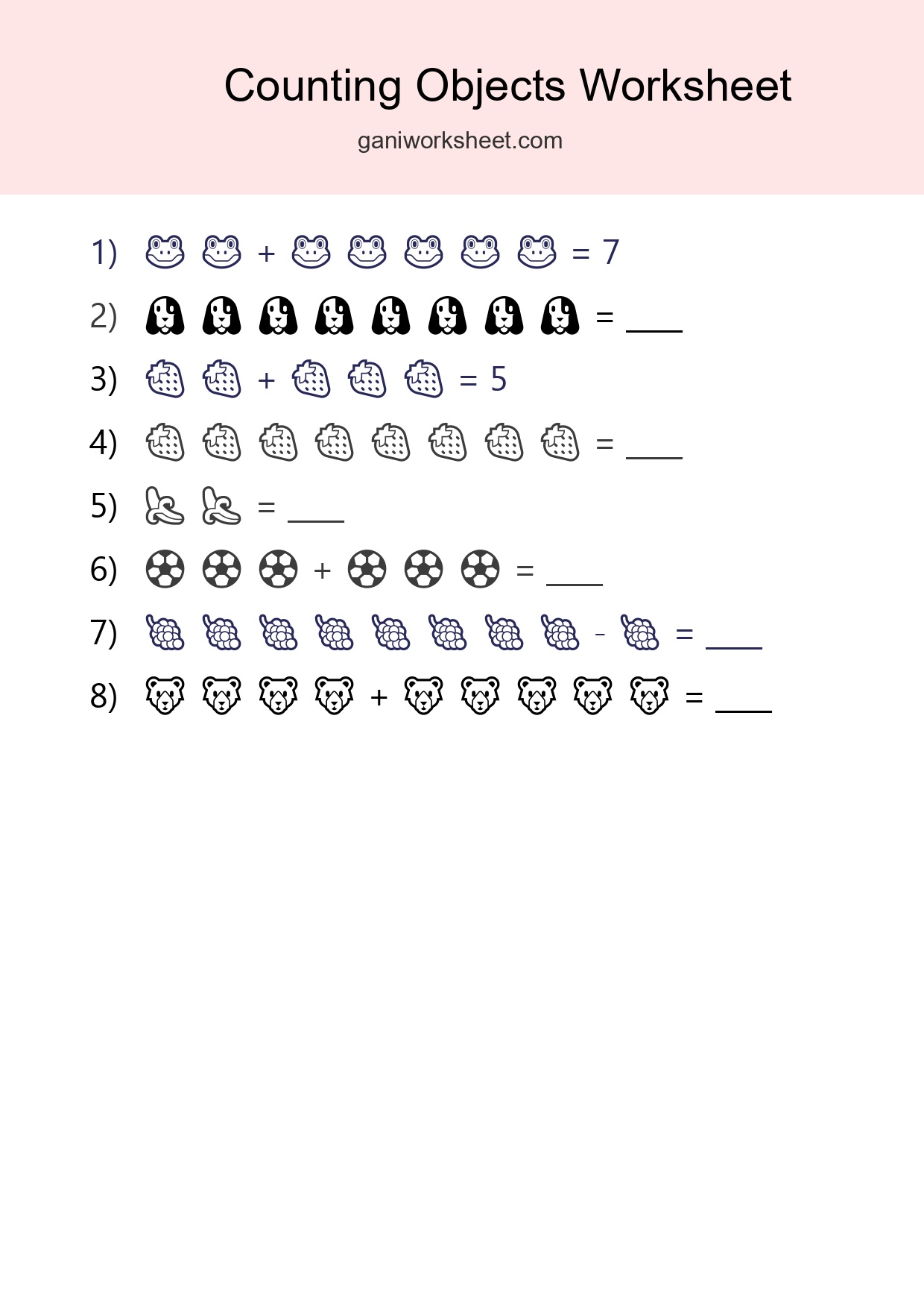 Kindergarten Count The Objects Worksheet - Part 1813
