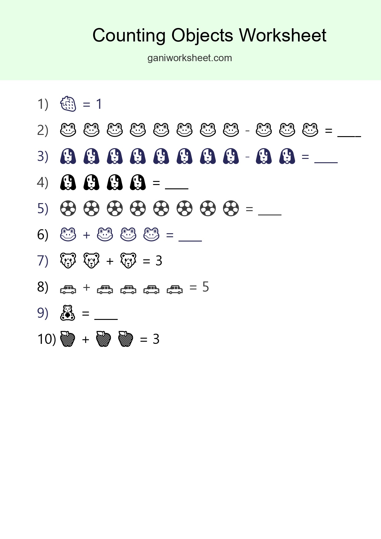 Kindergarten Count The Objects Worksheet - Part 1843