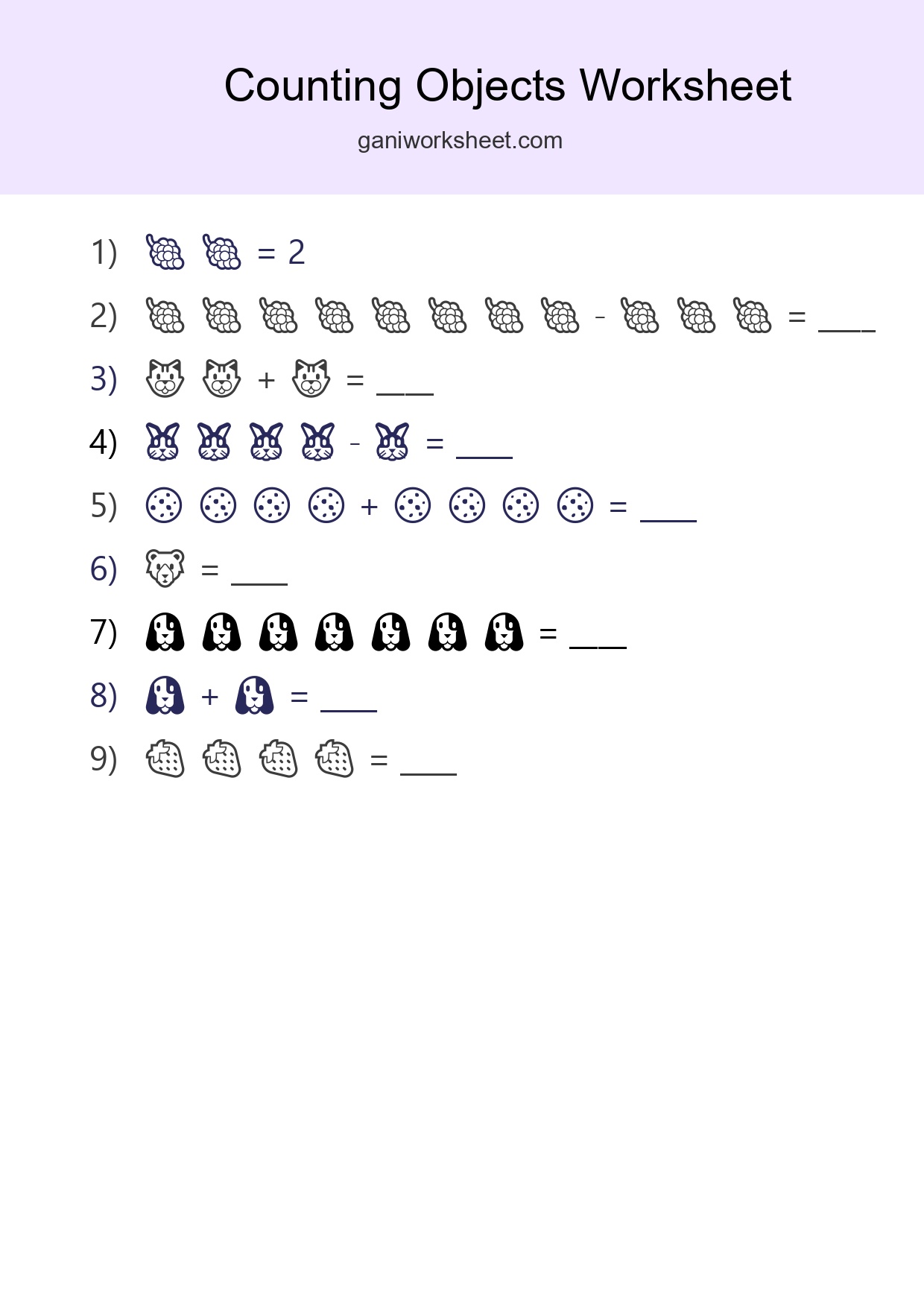 Kindergarten Count The Objects Worksheet - Part 1873