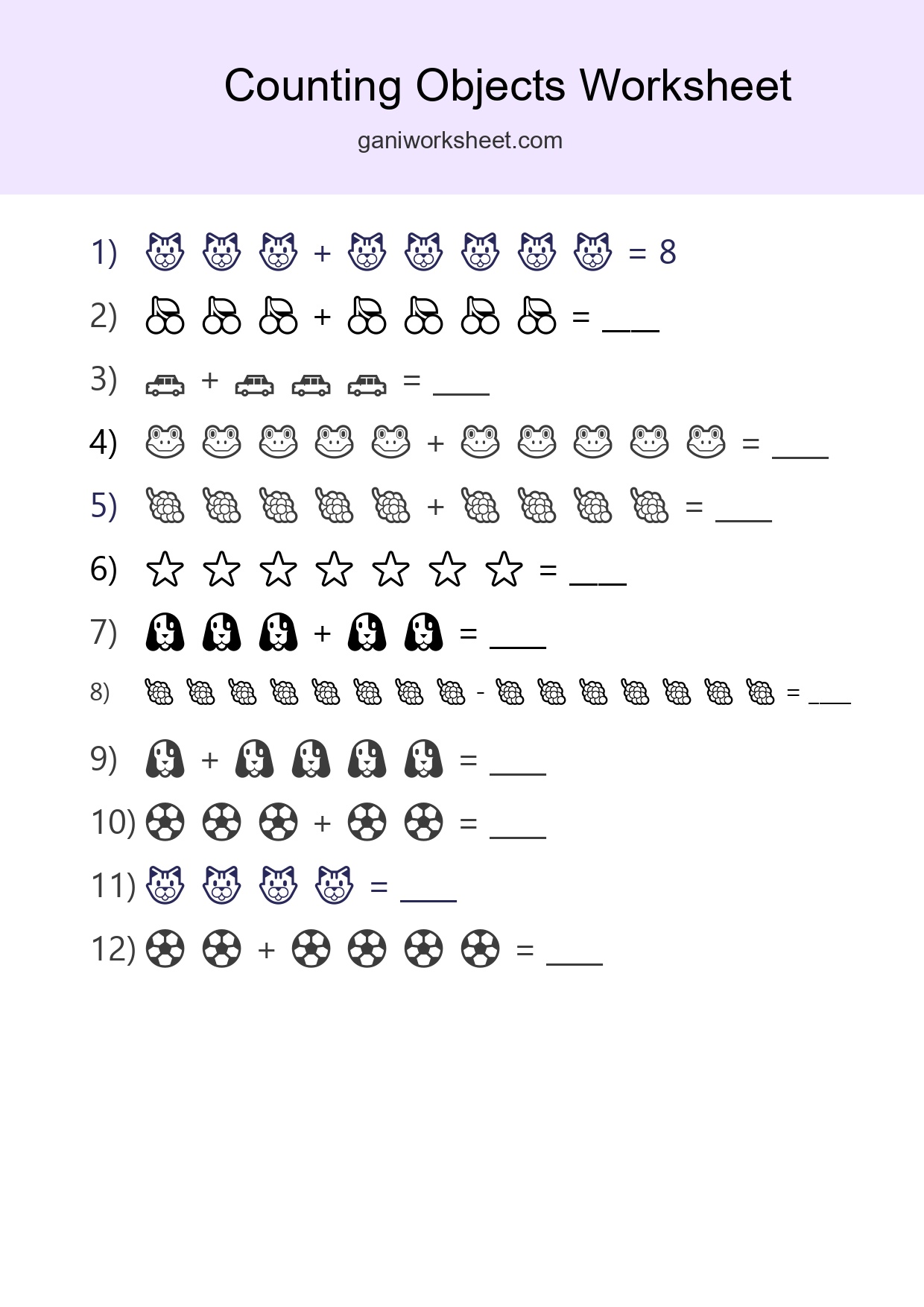 Kindergarten Count The Objects Worksheet - Part 1883