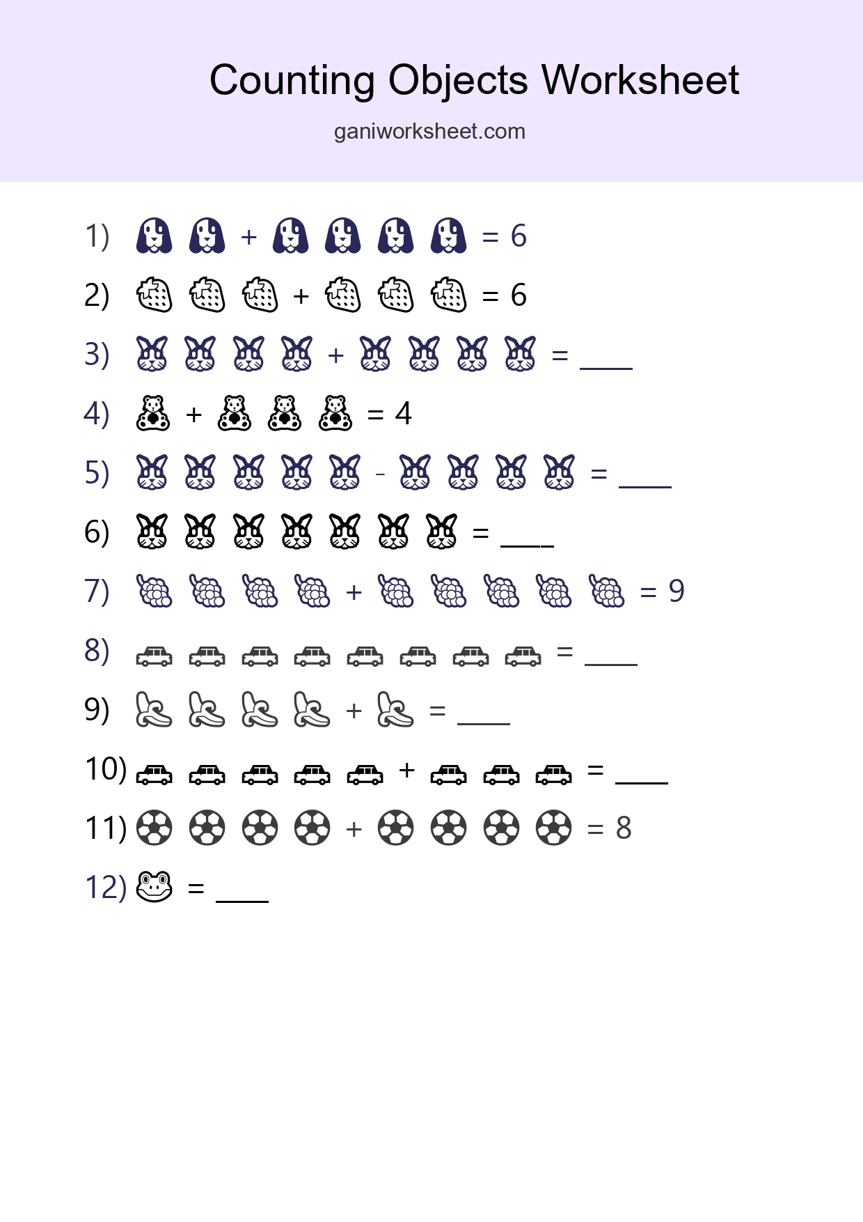 Kindergarten Count The Objects Worksheet - Part 1993