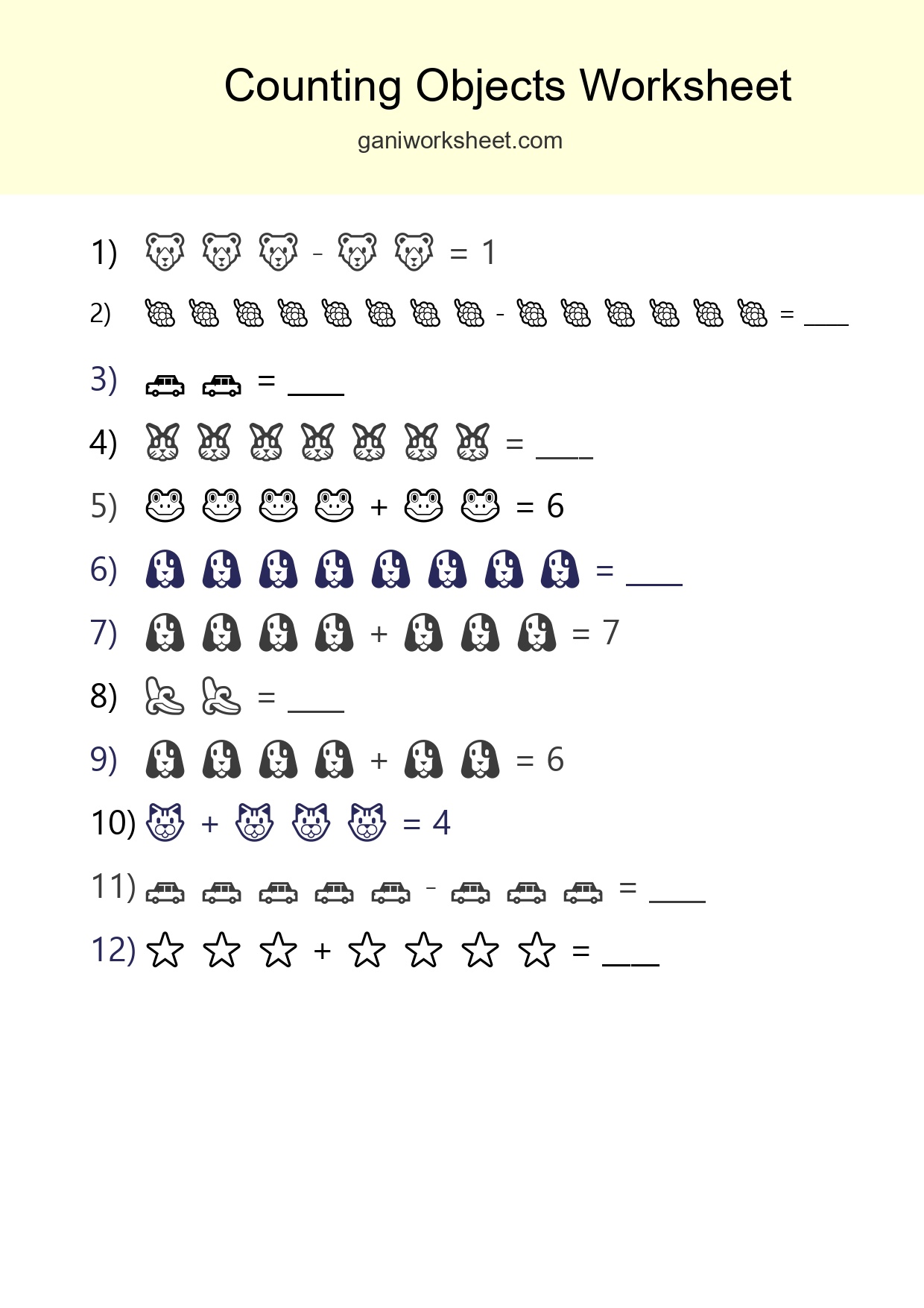 Kindergarten Count The Objects Worksheet - Part 213