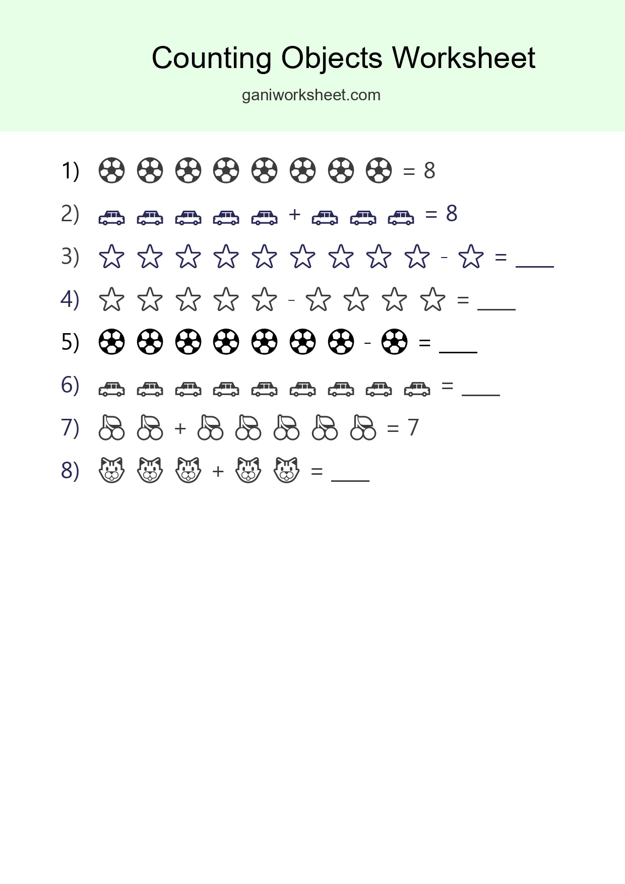 Kindergarten Count The Objects Worksheet - Part 313