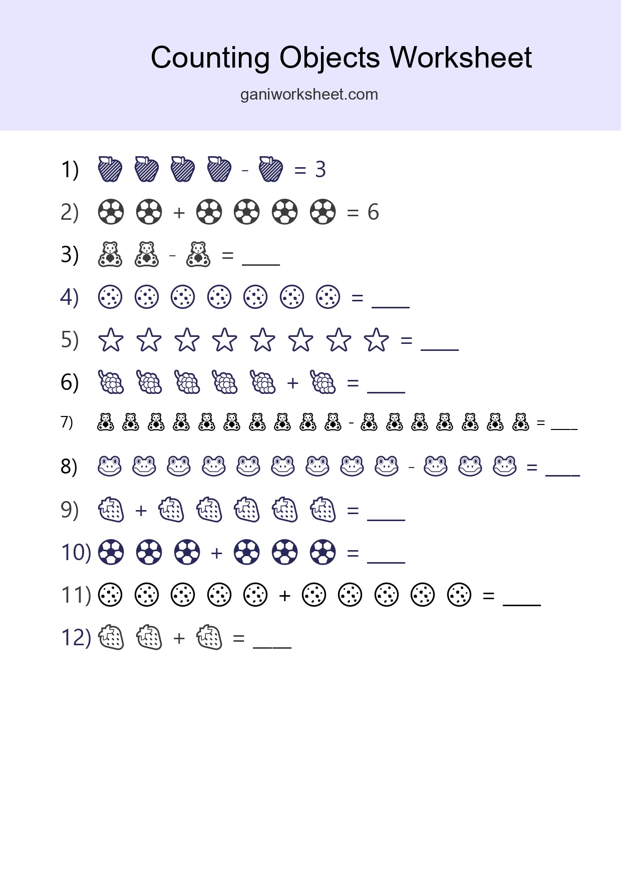 Kindergarten Count The Objects Worksheet - Part 393
