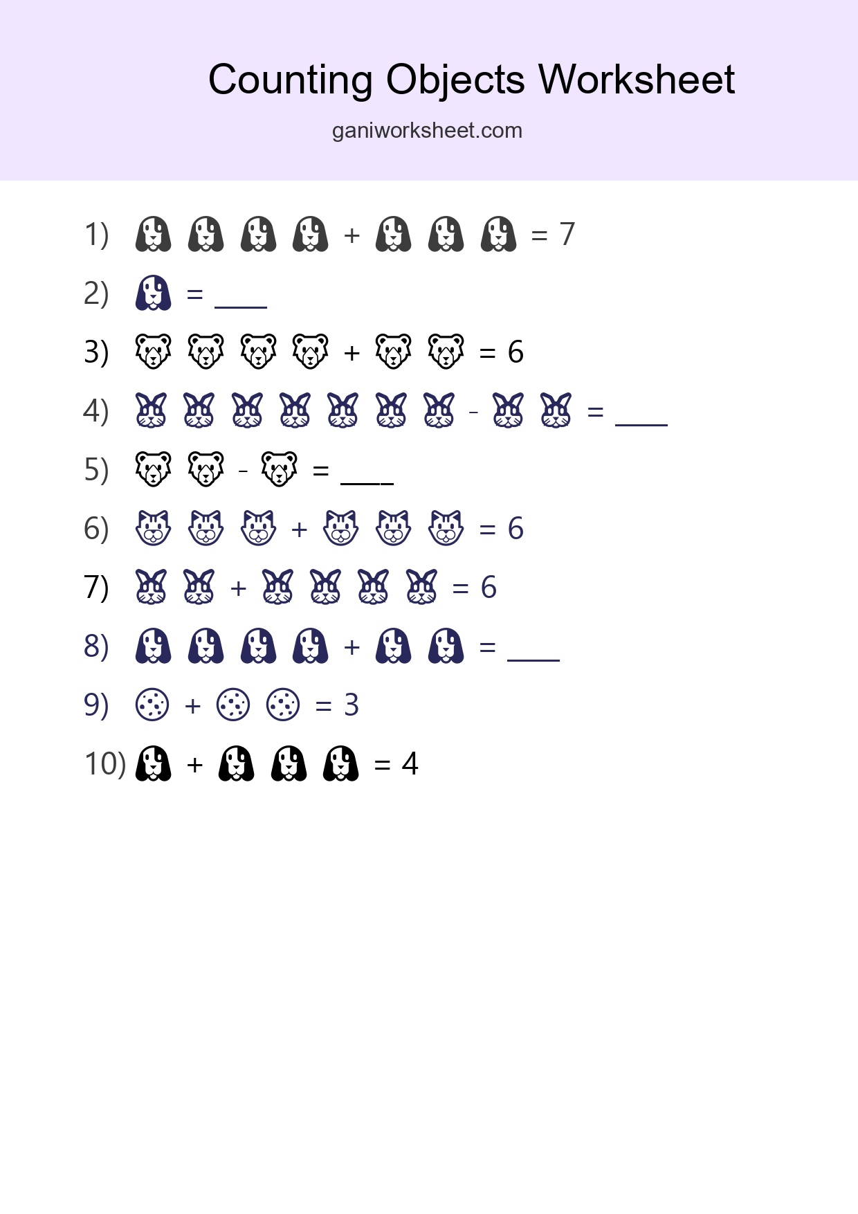 Kindergarten Count The Objects Worksheet - Part 443