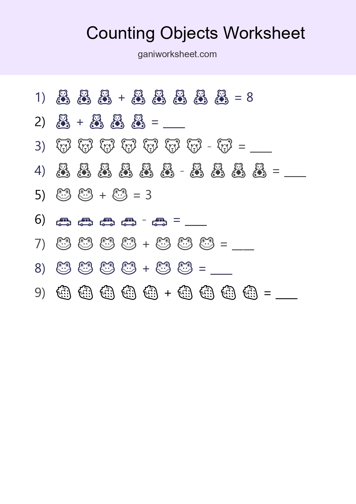 Kindergarten Count The Objects Worksheet - Part 523