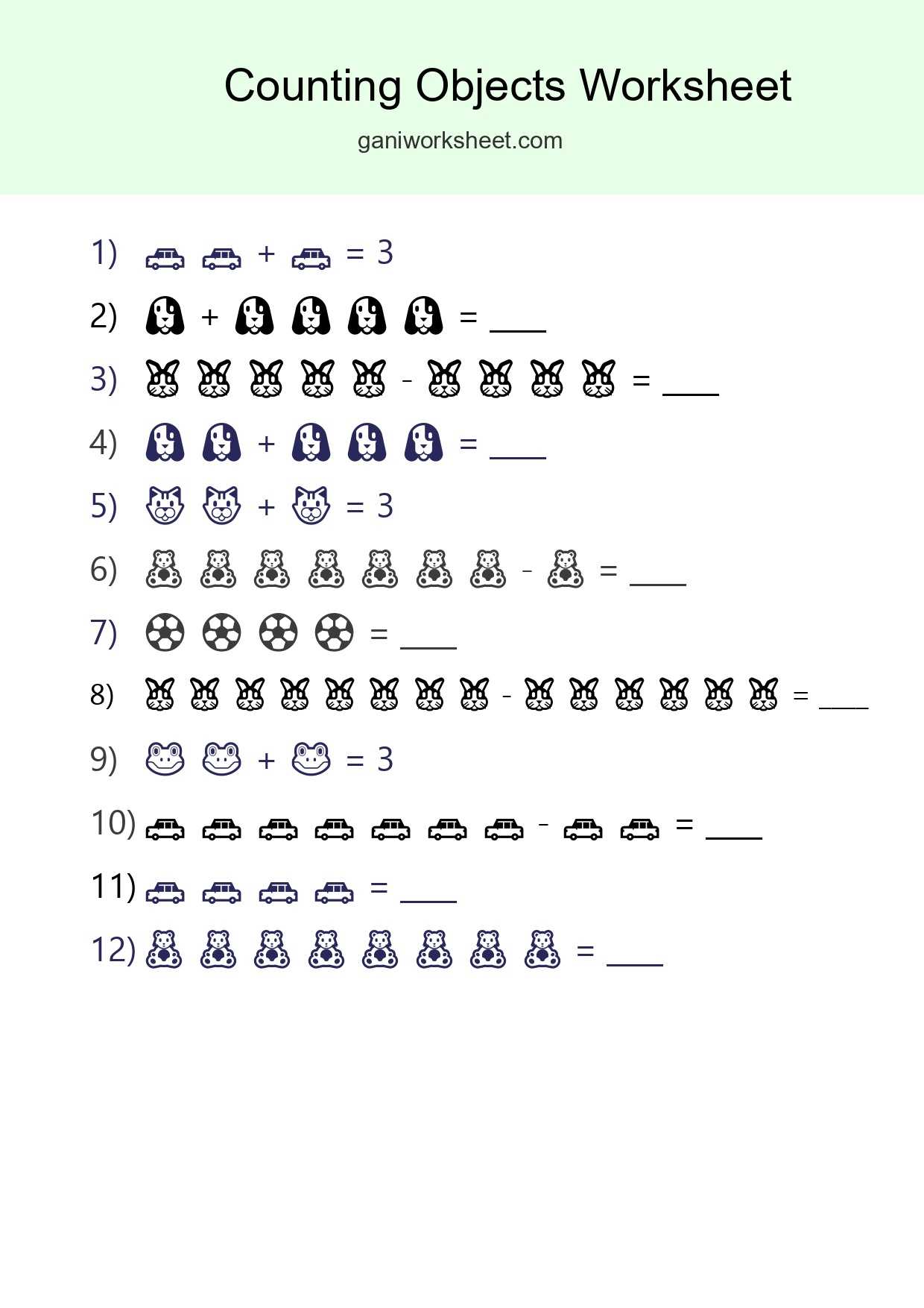 Kindergarten Count The Objects Worksheet - Part 53