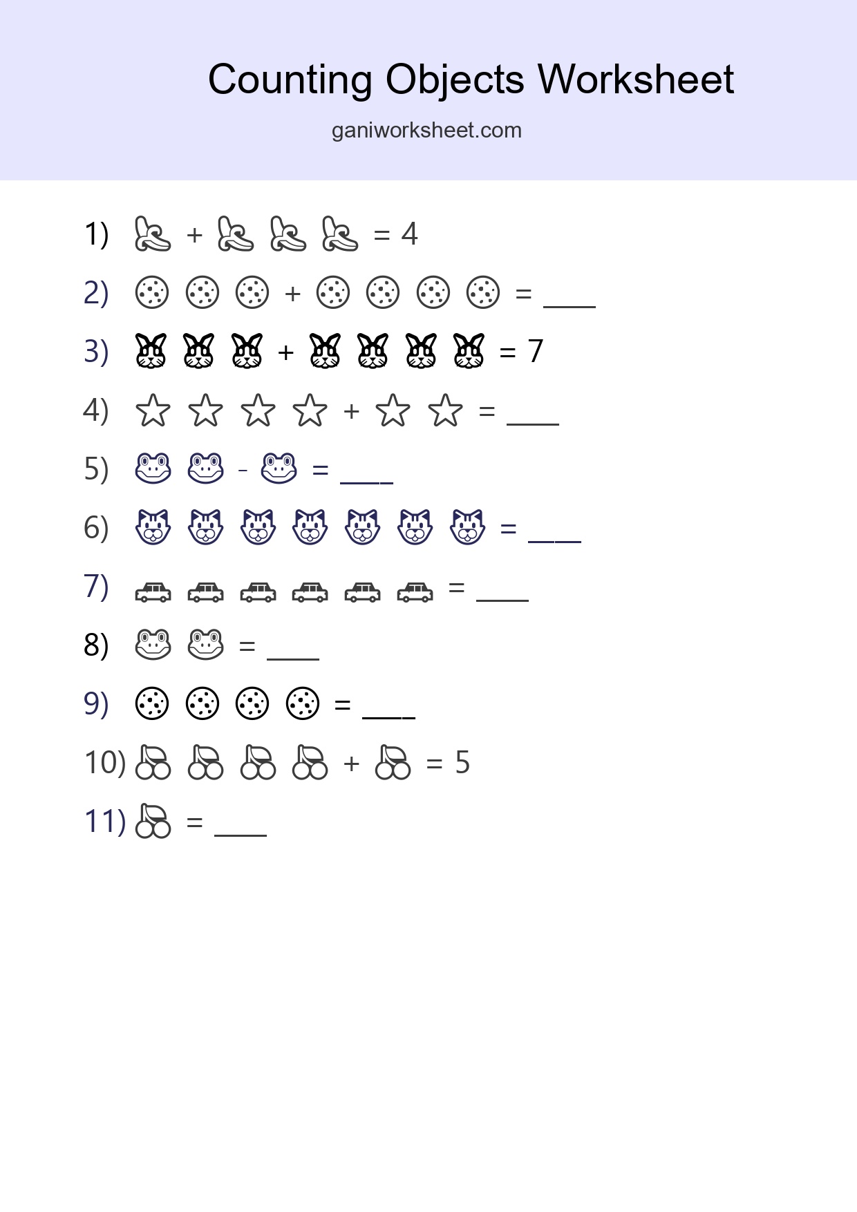 Kindergarten Count The Objects Worksheet - Part 613