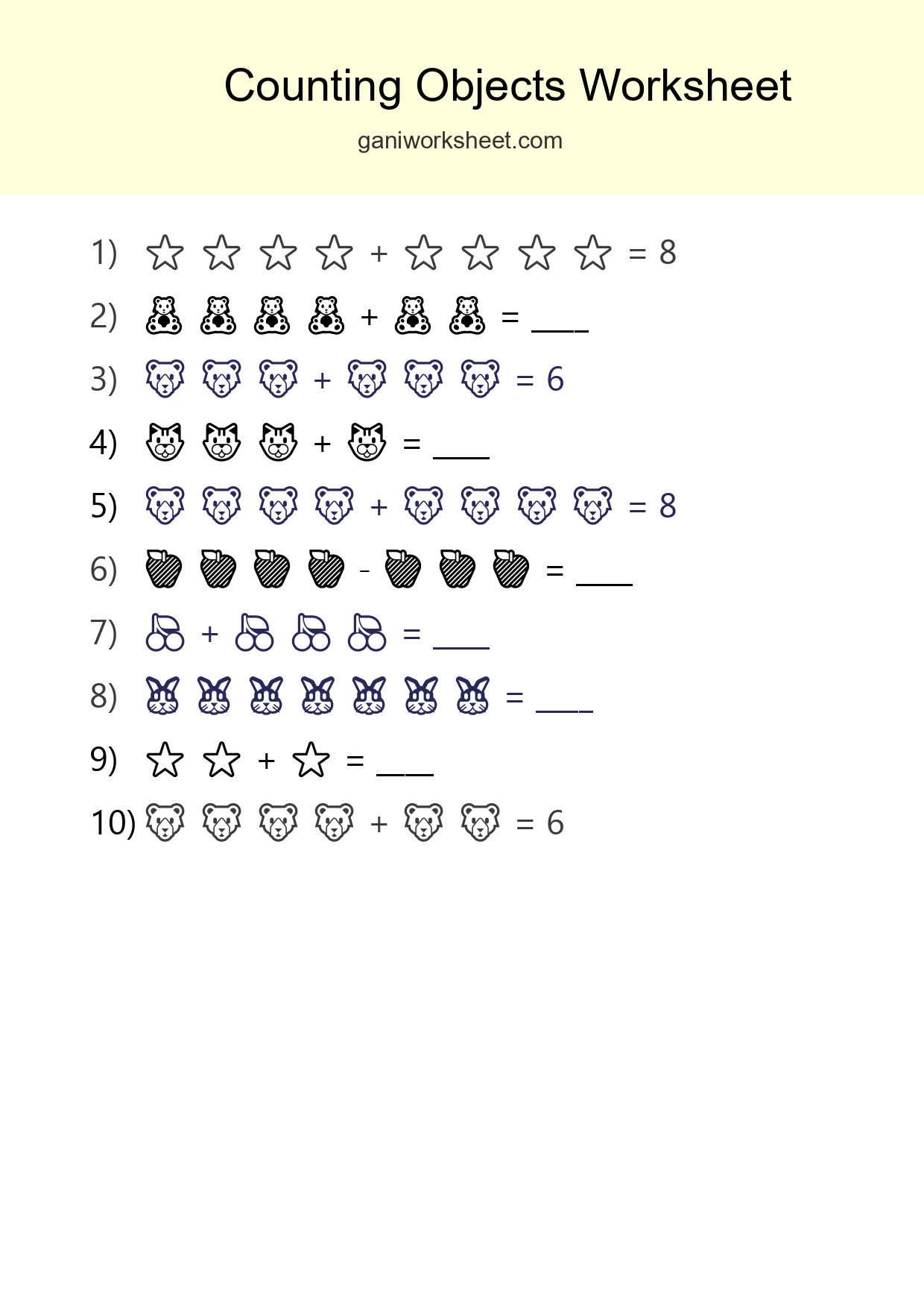 Kindergarten Count The Objects Worksheet - Part 63