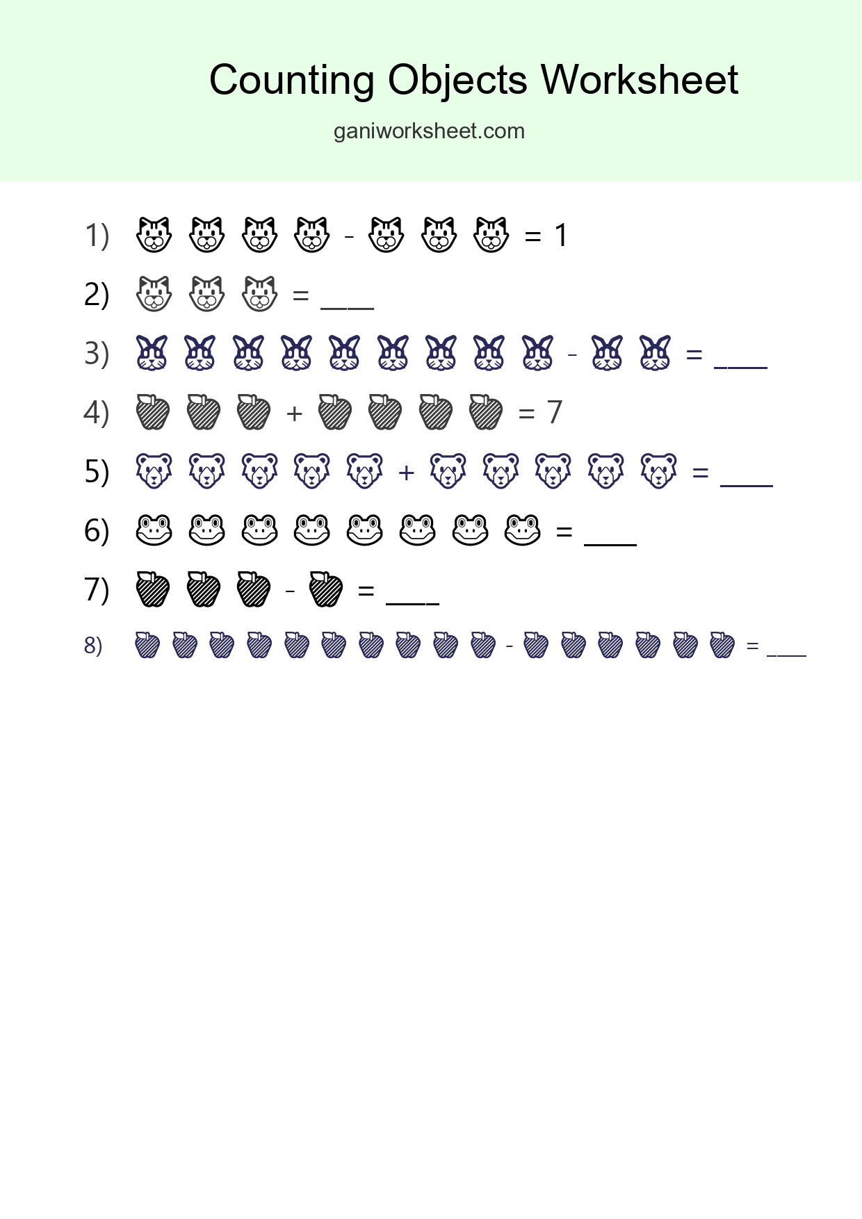 Kindergarten Count The Objects Worksheet - Part 653