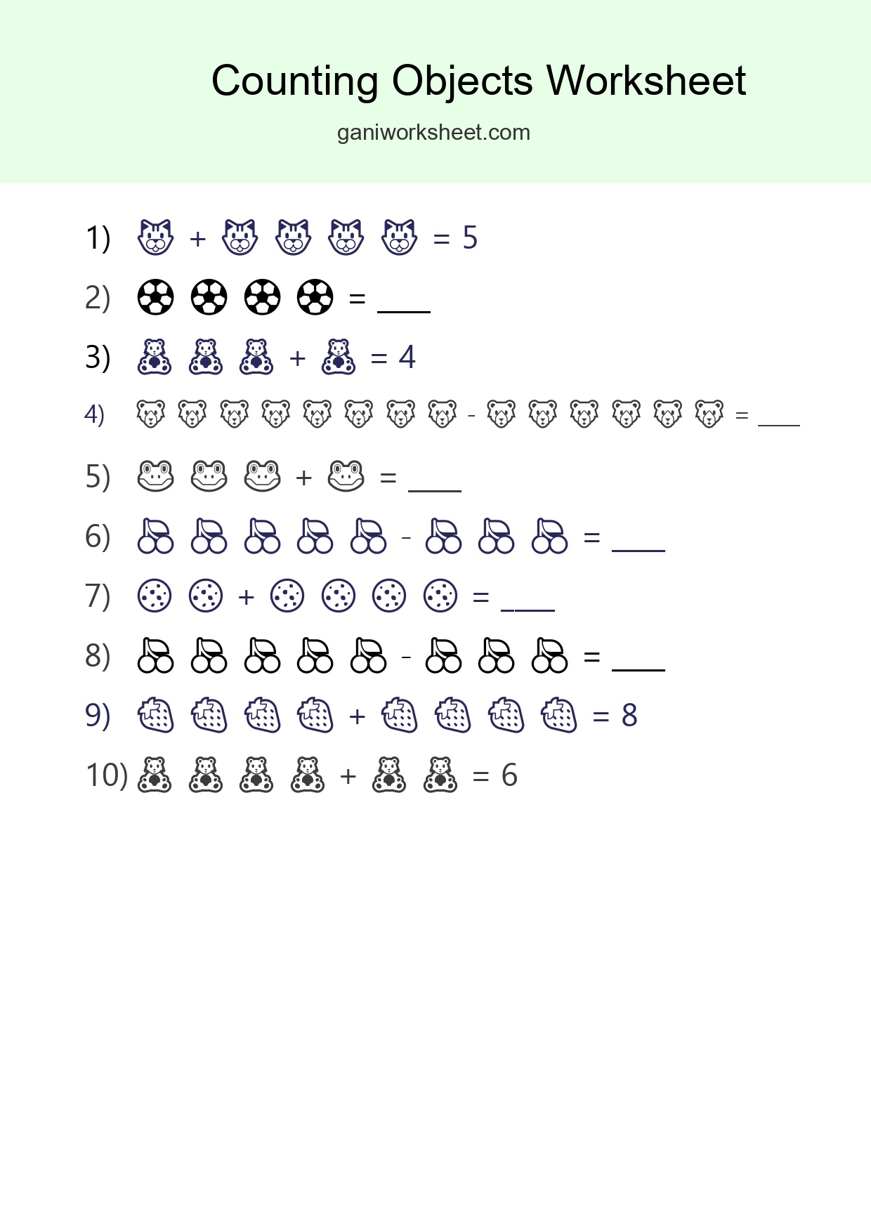Kindergarten Count The Objects Worksheet - Part 753