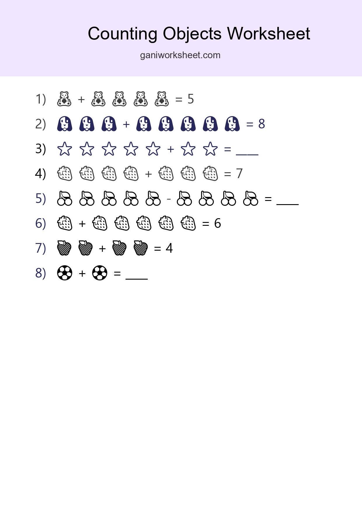 Kindergarten Count The Objects Worksheet - Part 903
