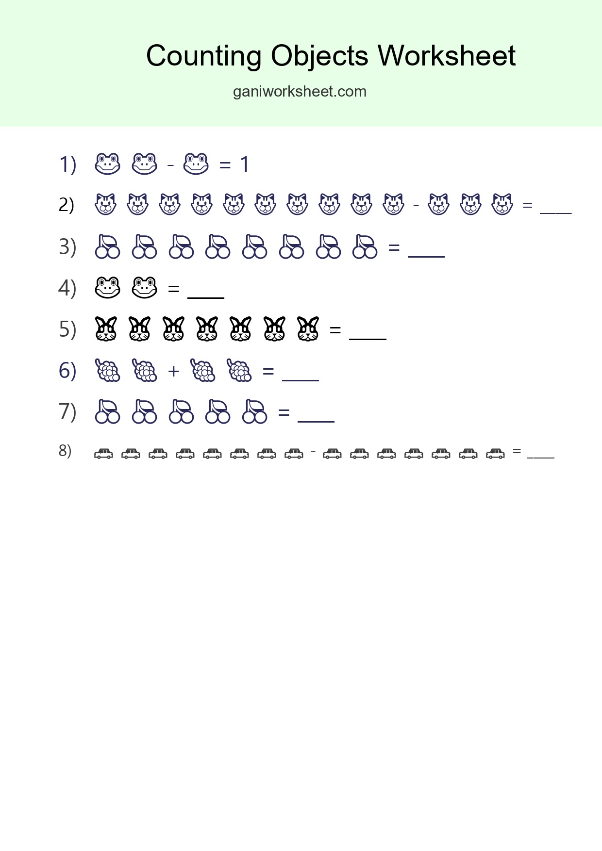 Kindergarten Count The Objects Worksheet - Part 923