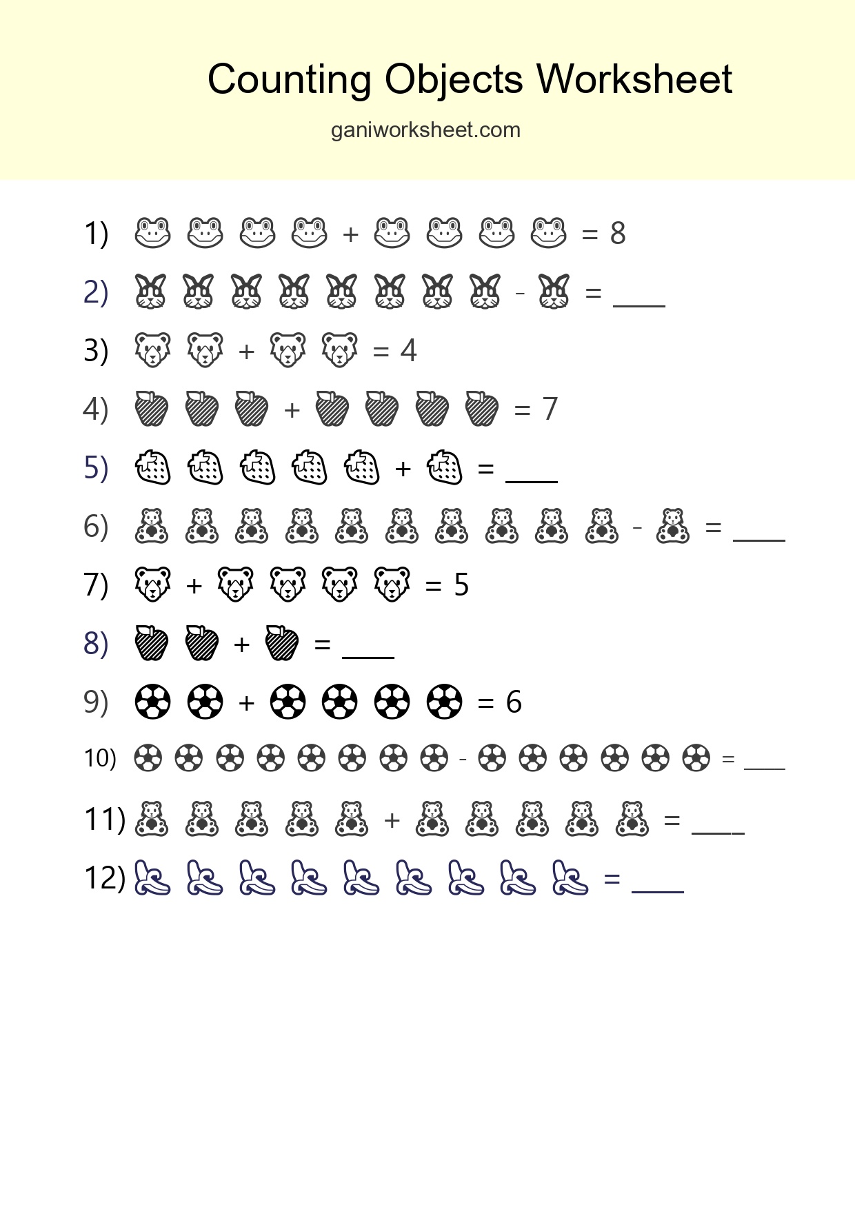 Learn Counting With Pictures Worksheet (Kindergarten) - Part 1053