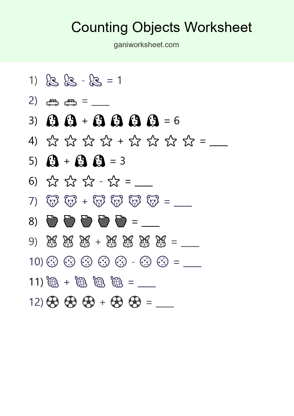 Learn Counting With Pictures Worksheet (Kindergarten) - Part 113