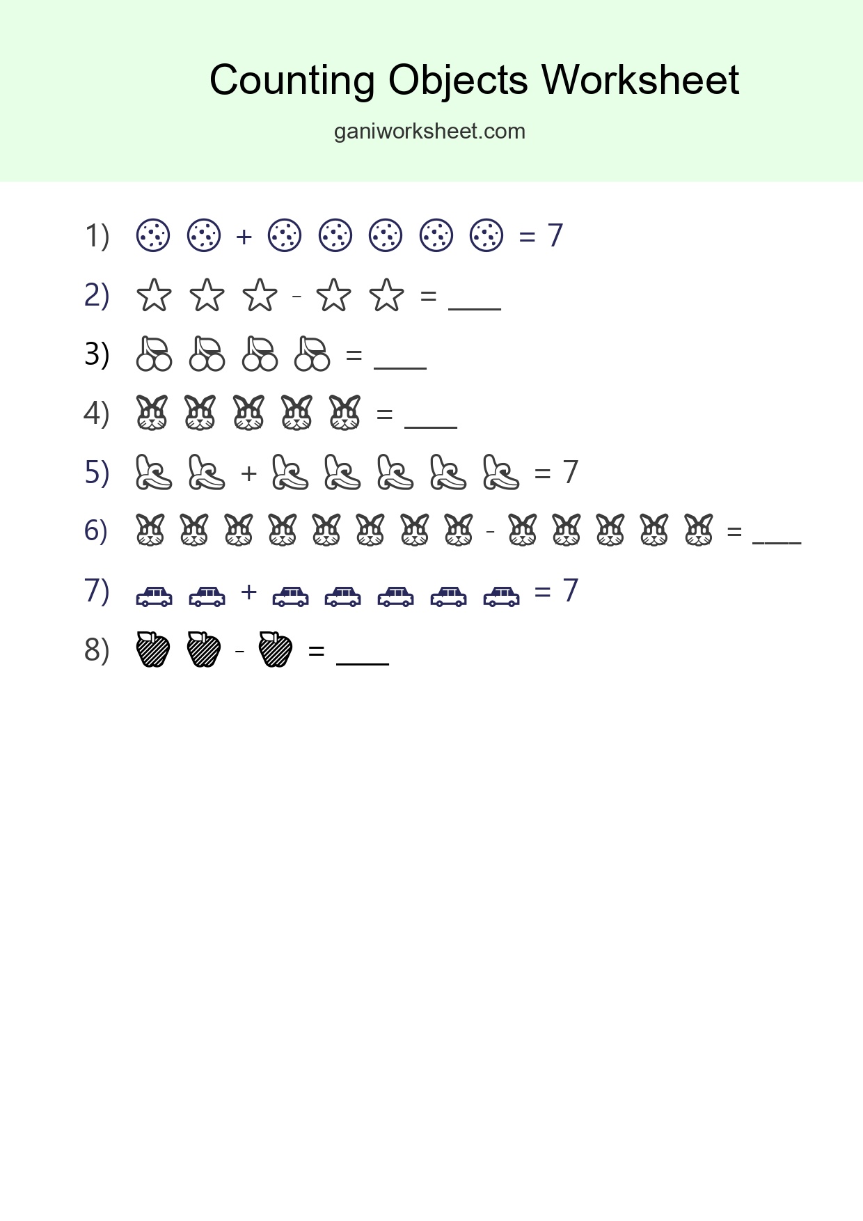 Learn Counting With Pictures Worksheet (Kindergarten) - Part 13