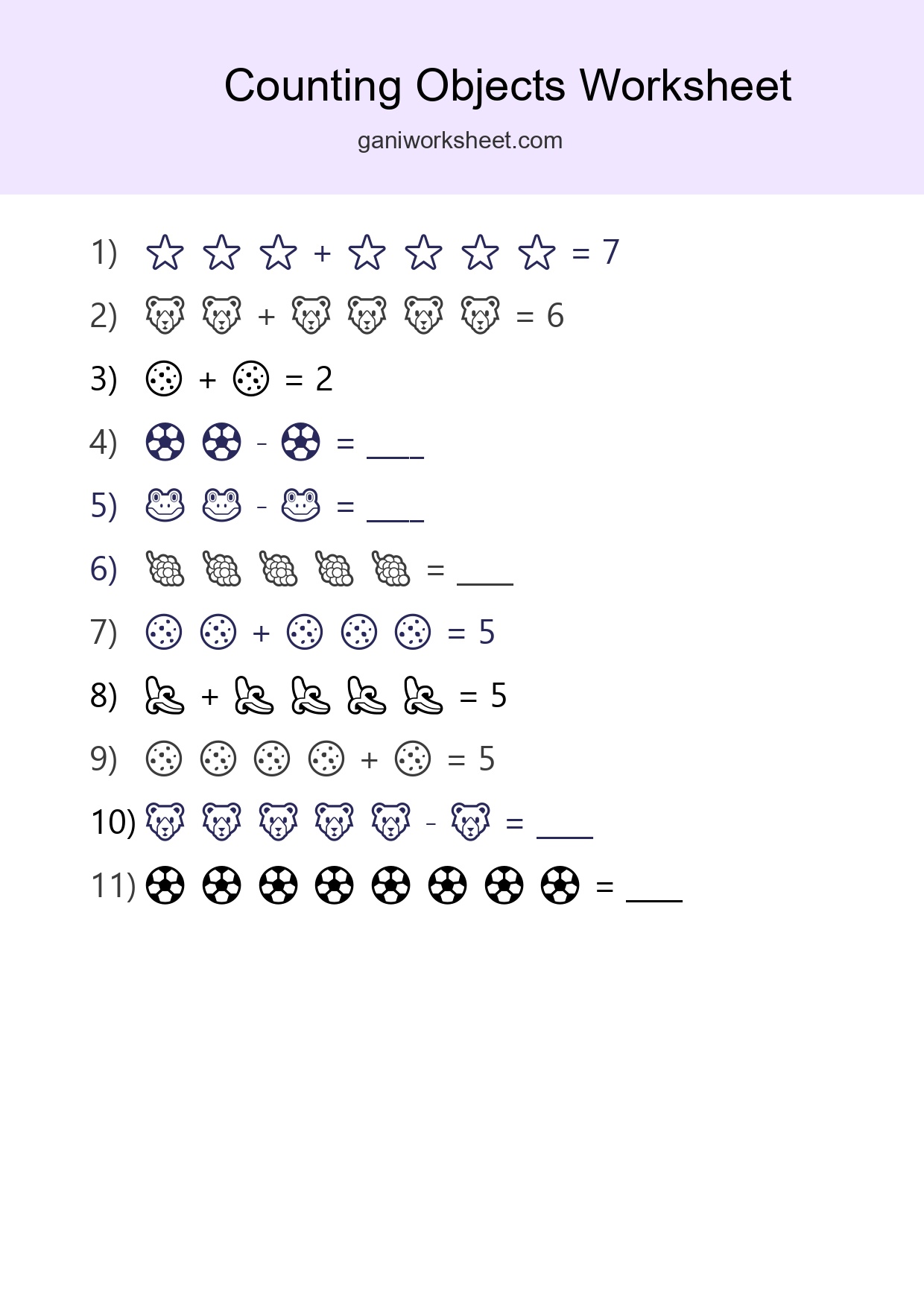 Learn Counting With Pictures Worksheet (Kindergarten) - Part 1303