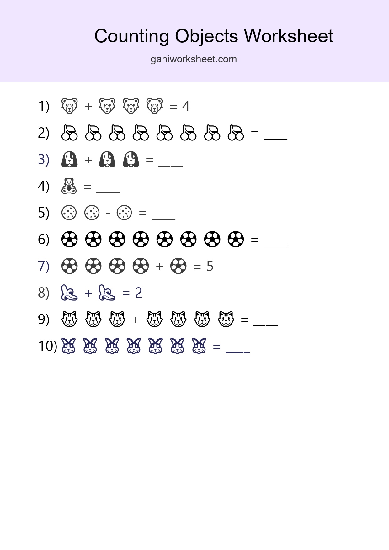 Learn Counting With Pictures Worksheet (Kindergarten) - Part 1493