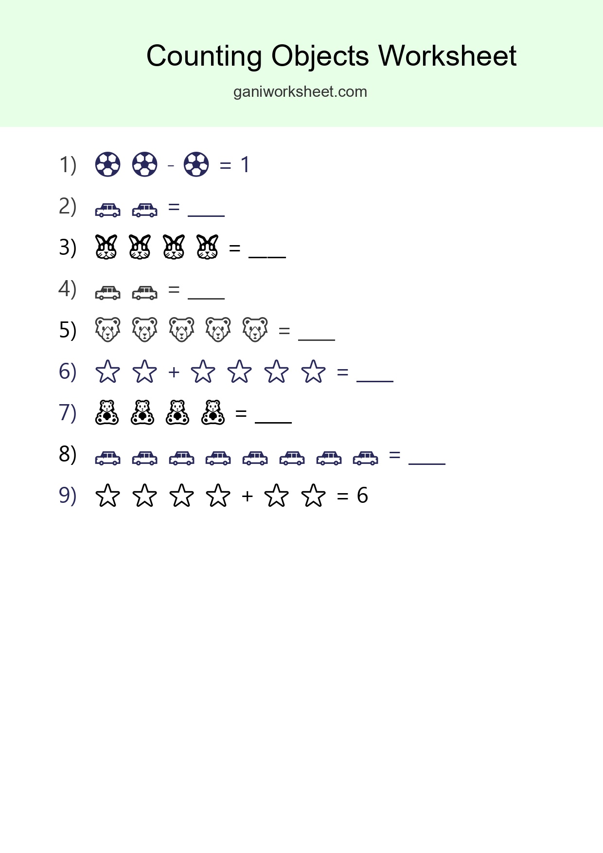 Learn Counting With Pictures Worksheet (Kindergarten) - Part 1563