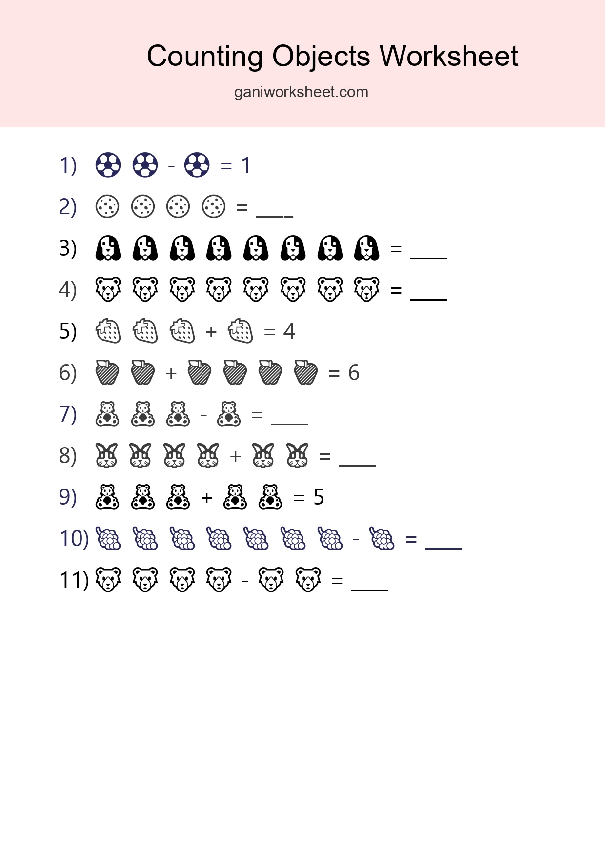 Learn Counting With Pictures Worksheet (Kindergarten) - Part 1723